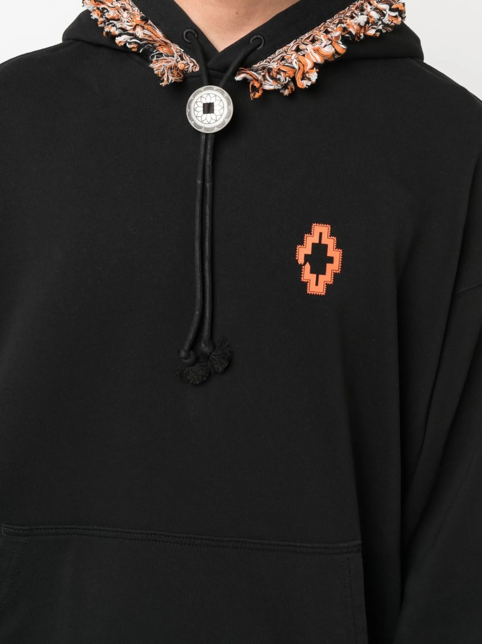 fringed-trim pullover hoodie