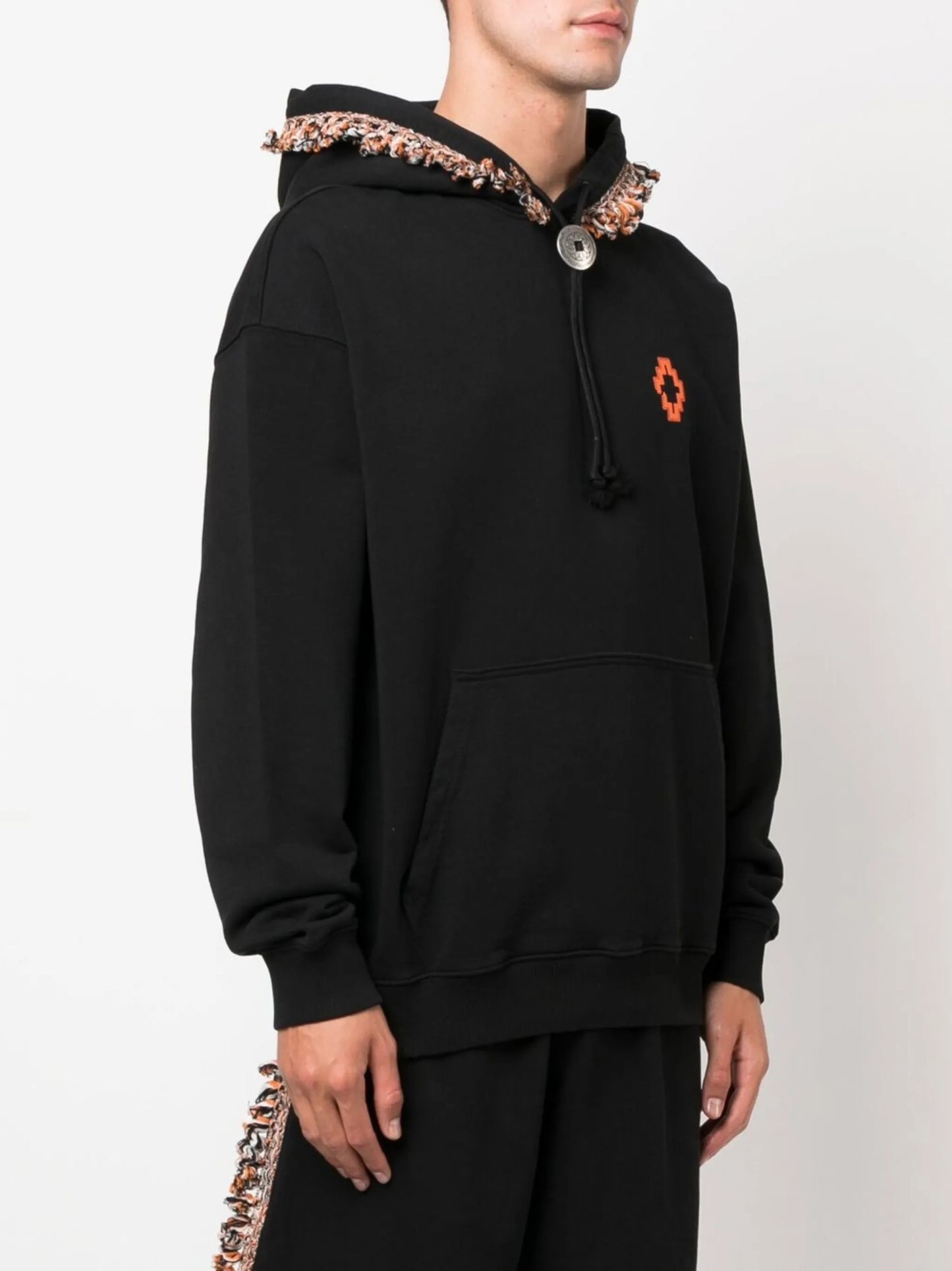 fringed-trim pullover hoodie