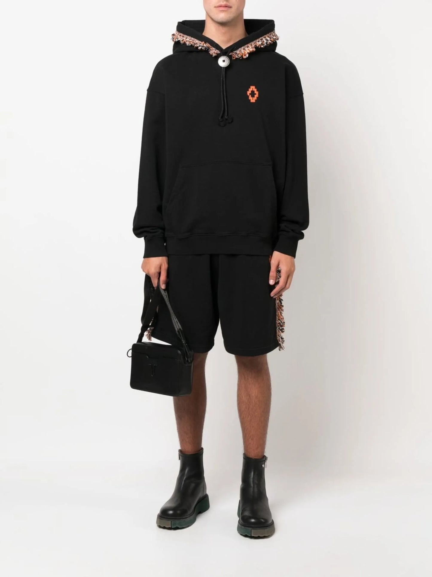 fringed-trim pullover hoodie