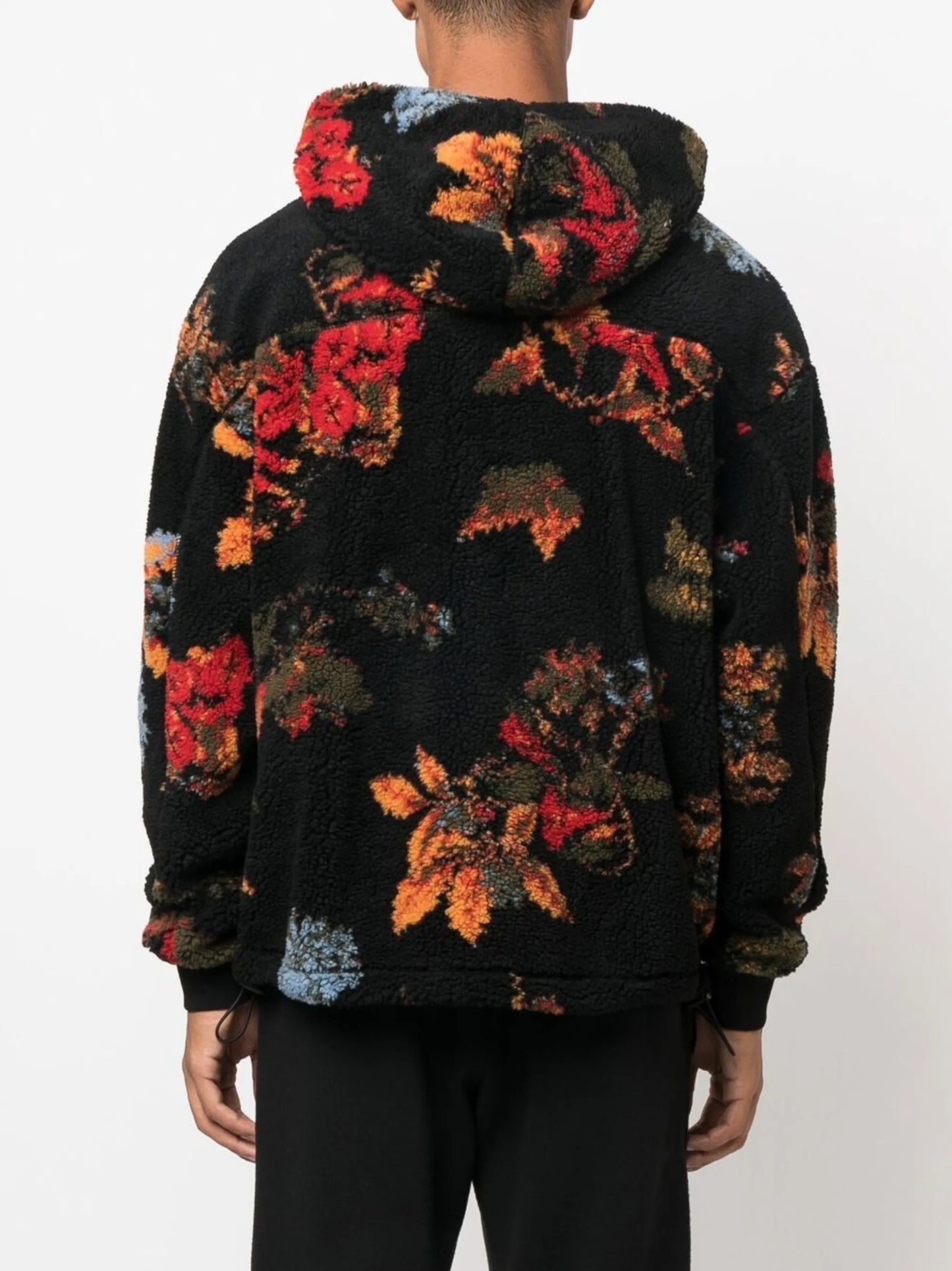 floral-print hooded fleece jacket