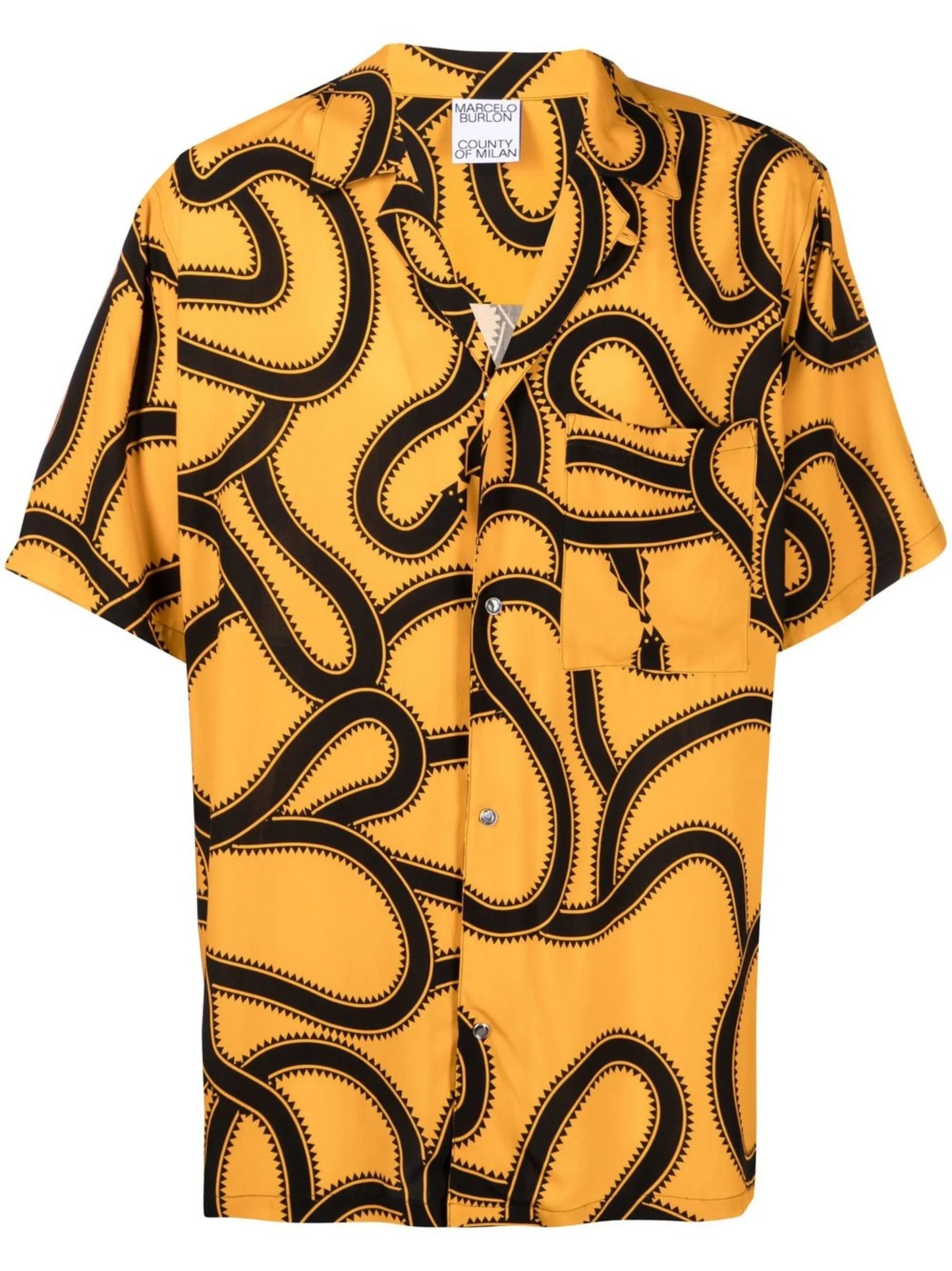 snake print short-sleeve shirt