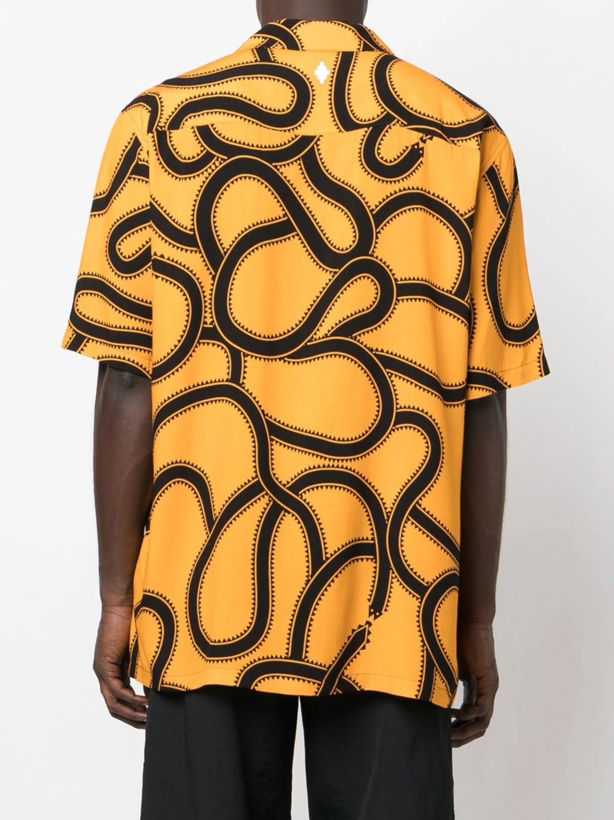 snake print short-sleeve shirt