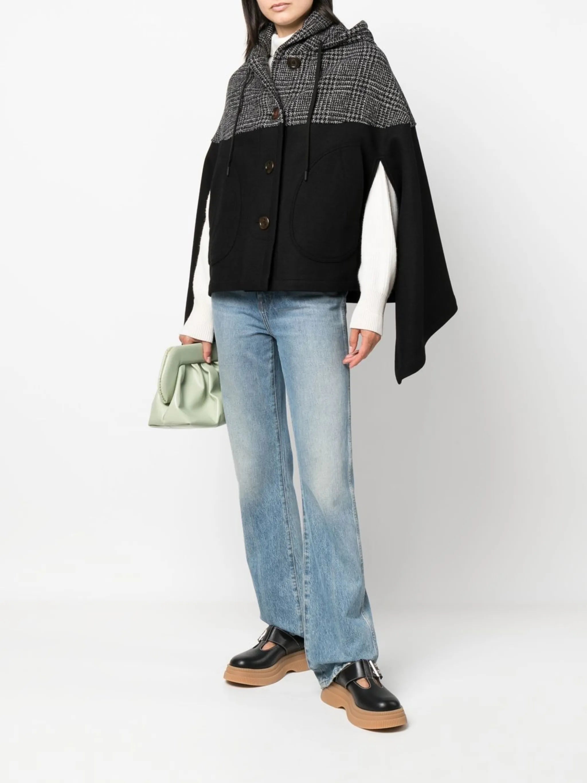 two-tone hooded cape