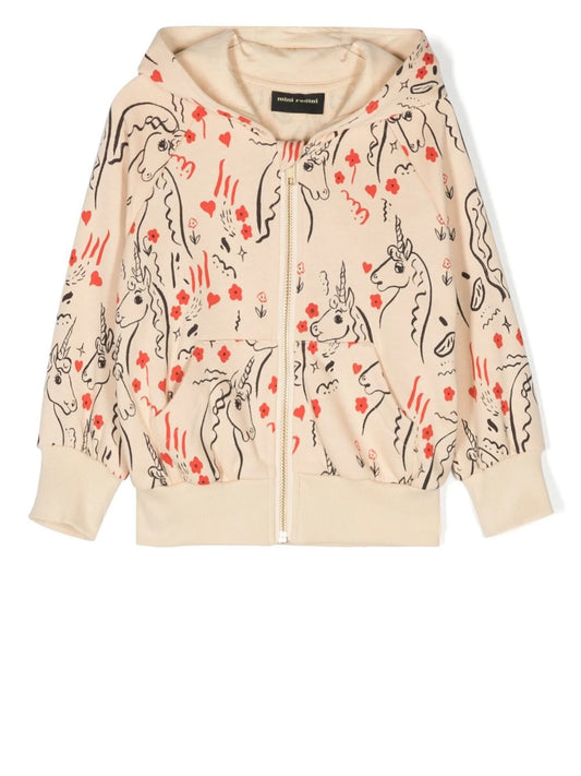 Scottish Unicorns print zip-up hoodie