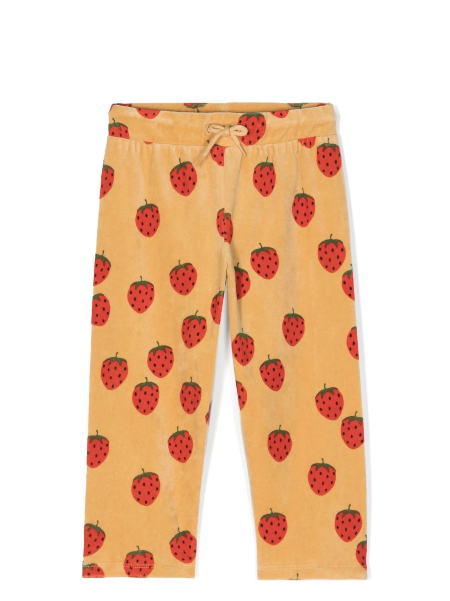 strawberry-print velour trousers