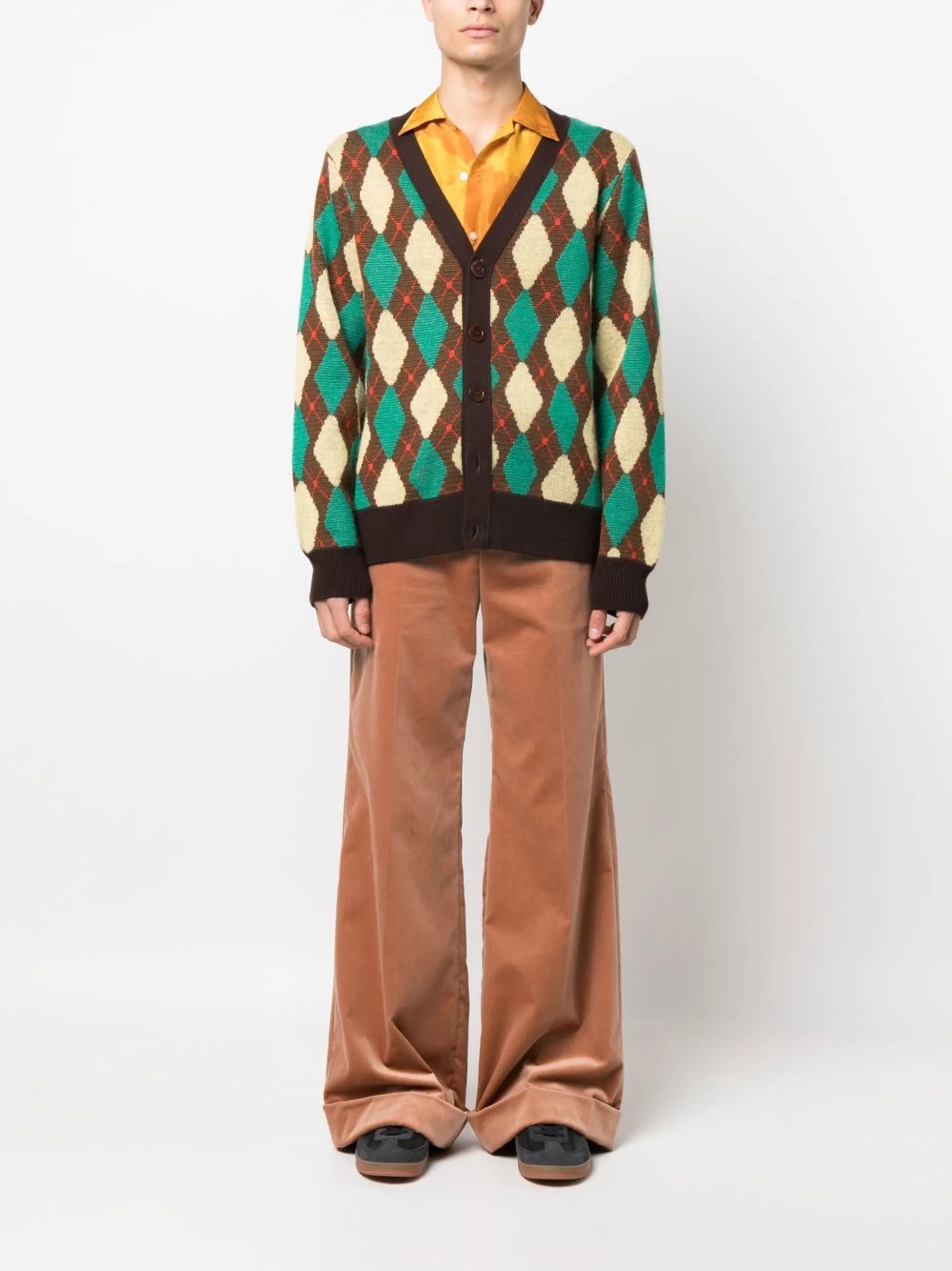 Argyle intarsia-knit cardigan