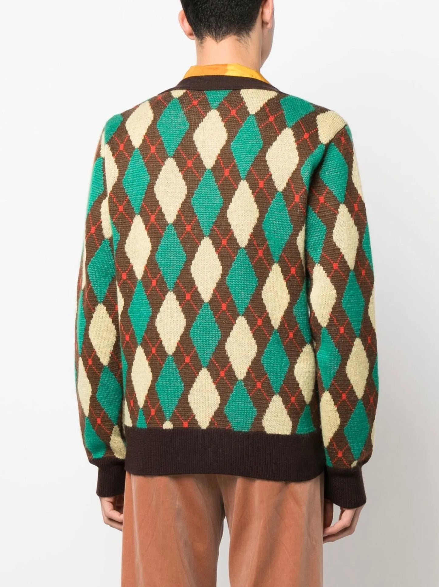 Argyle intarsia-knit cardigan