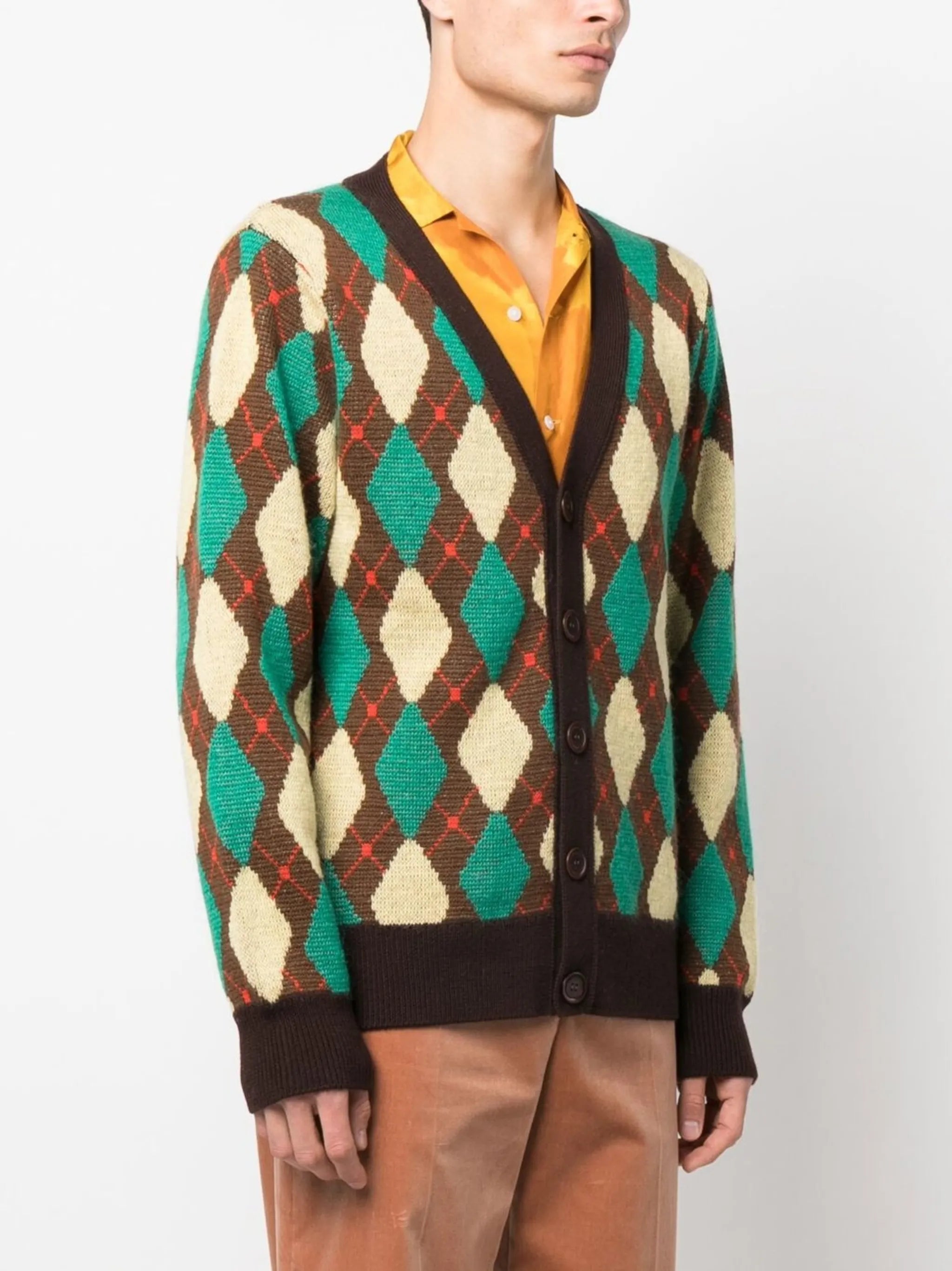 Argyle intarsia-knit cardigan