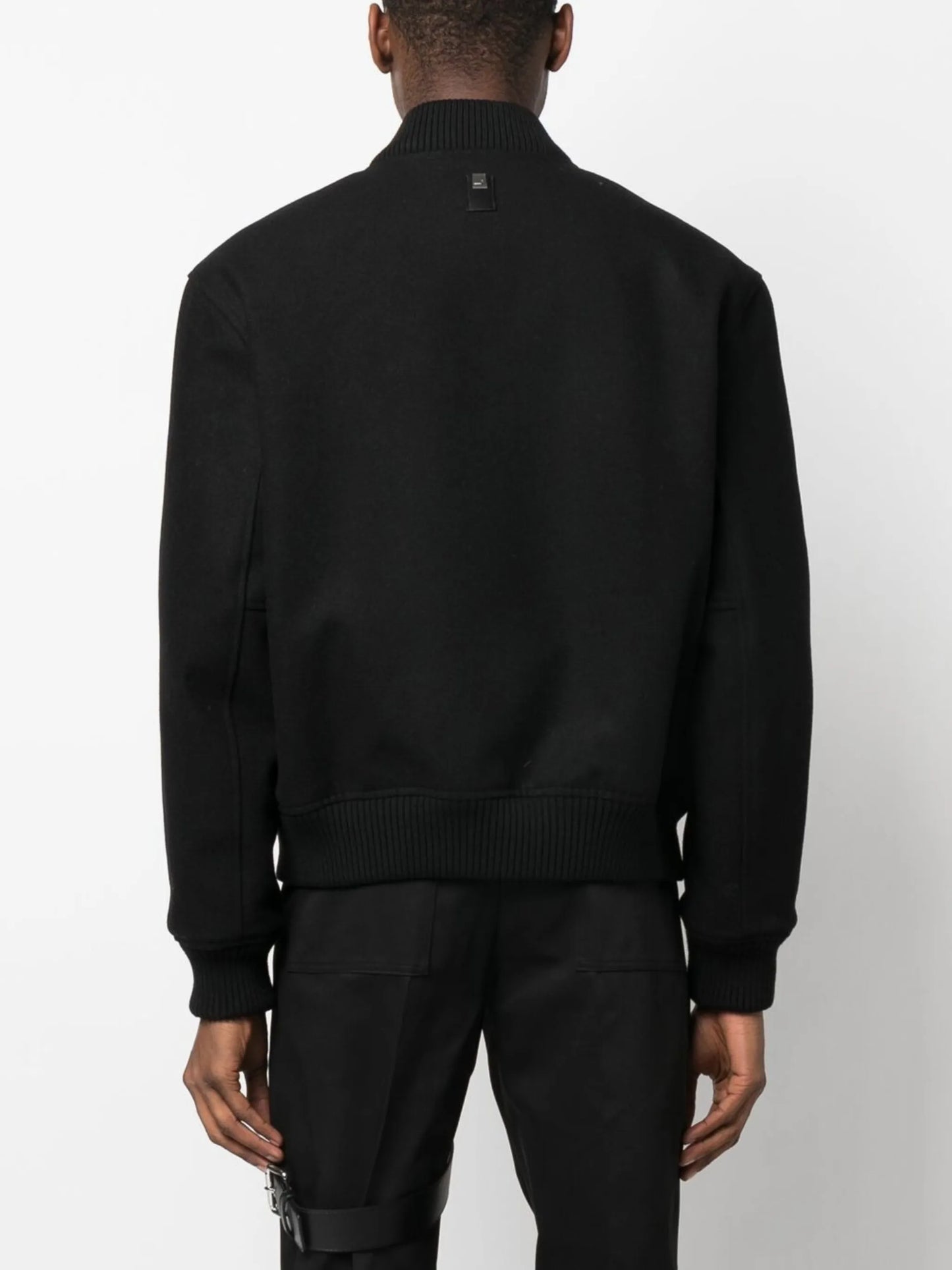 leather-logo bomber jacket