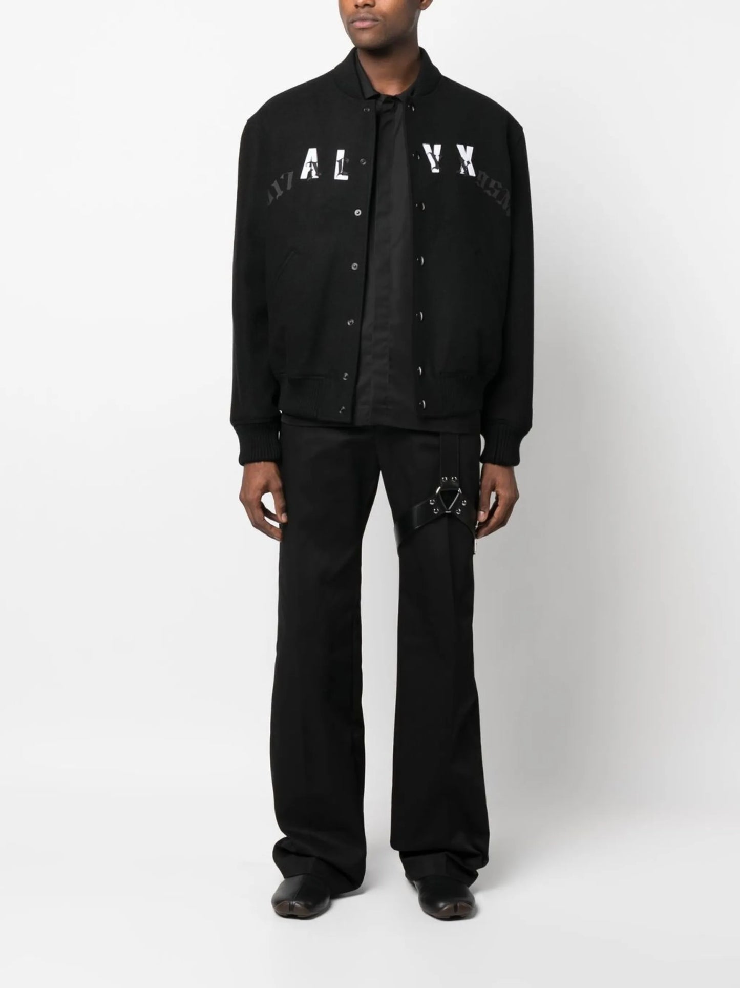 leather-logo bomber jacket