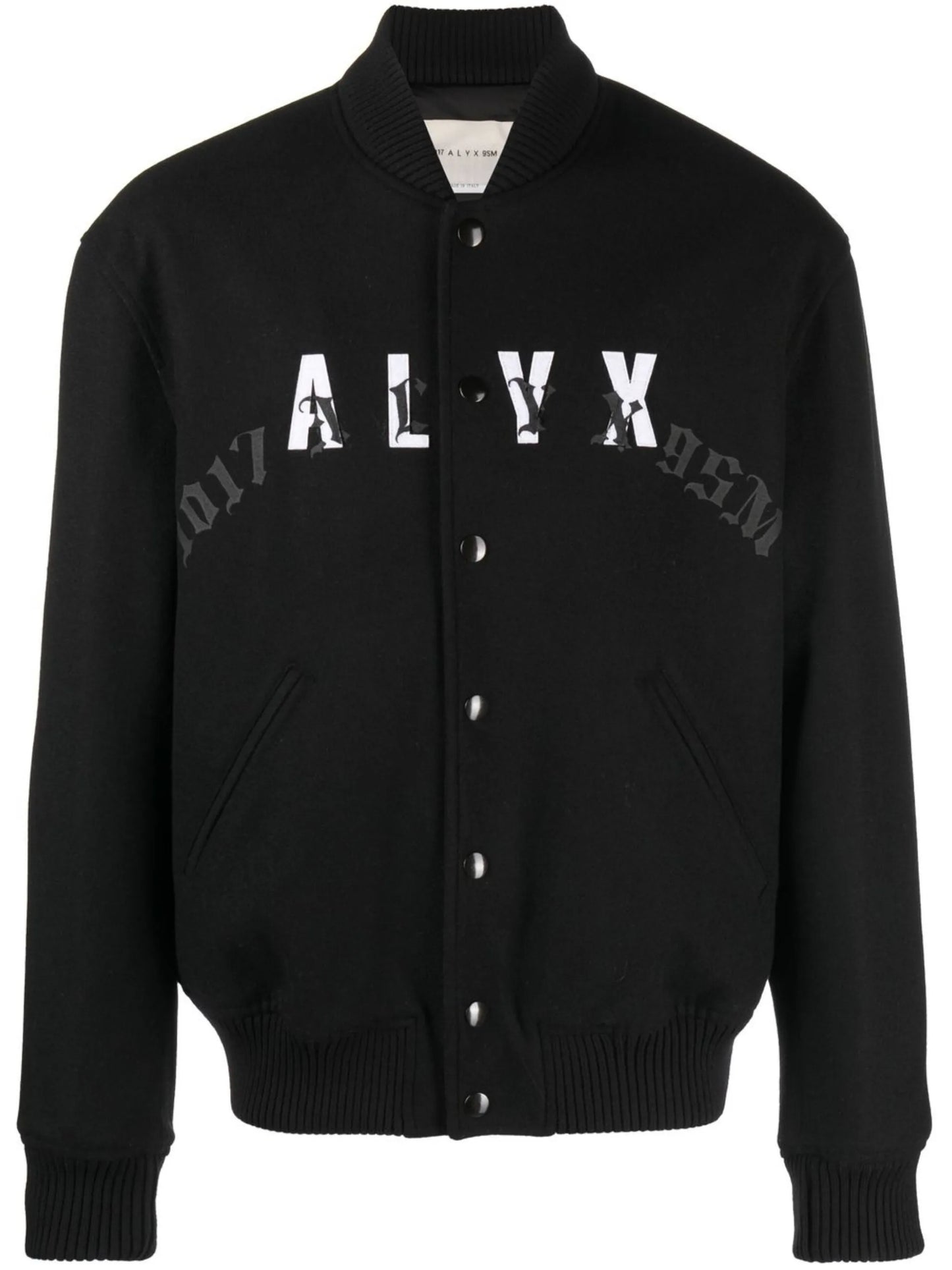 leather-logo bomber jacket