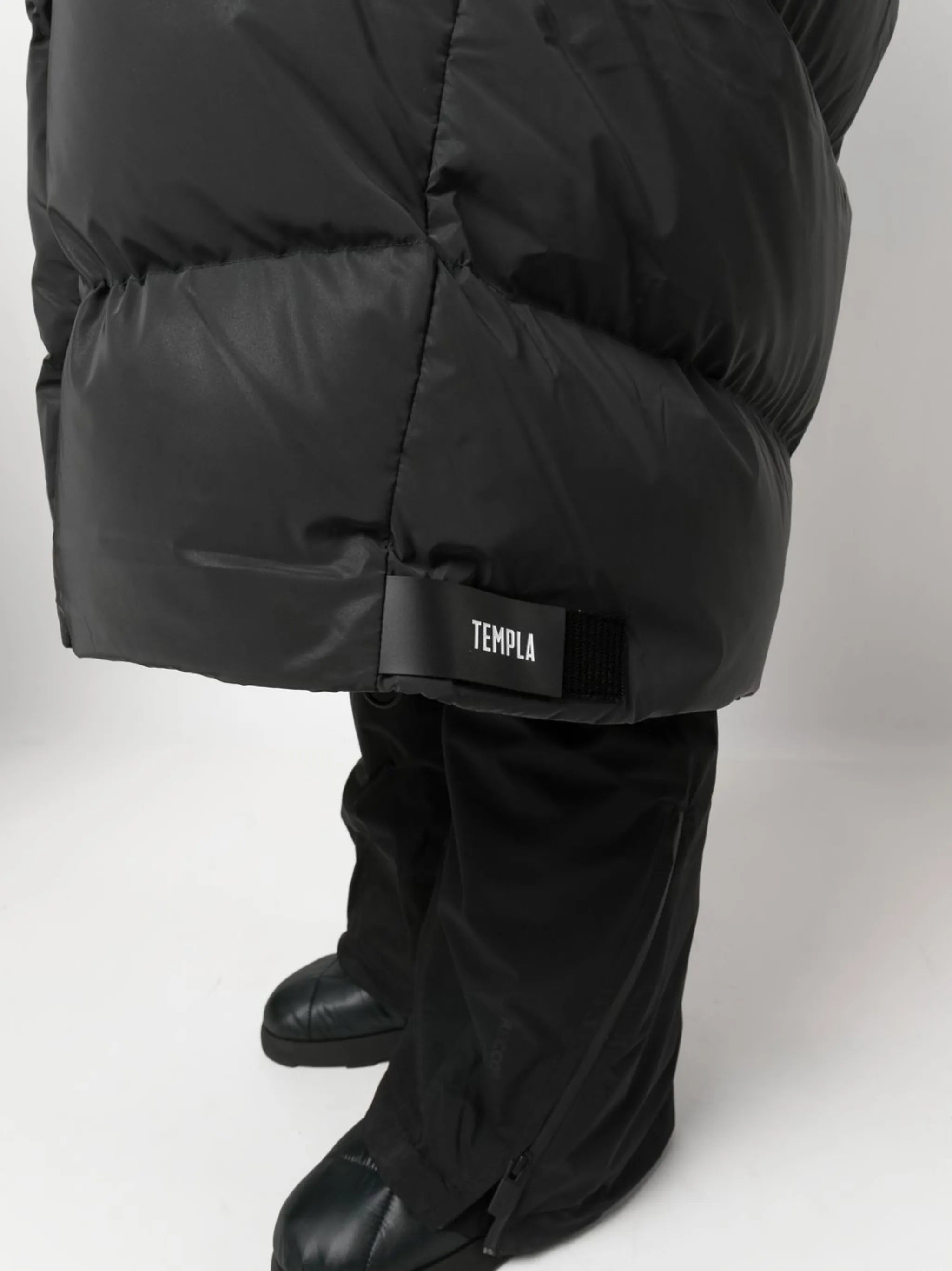 wrap-scarf long puffer coat