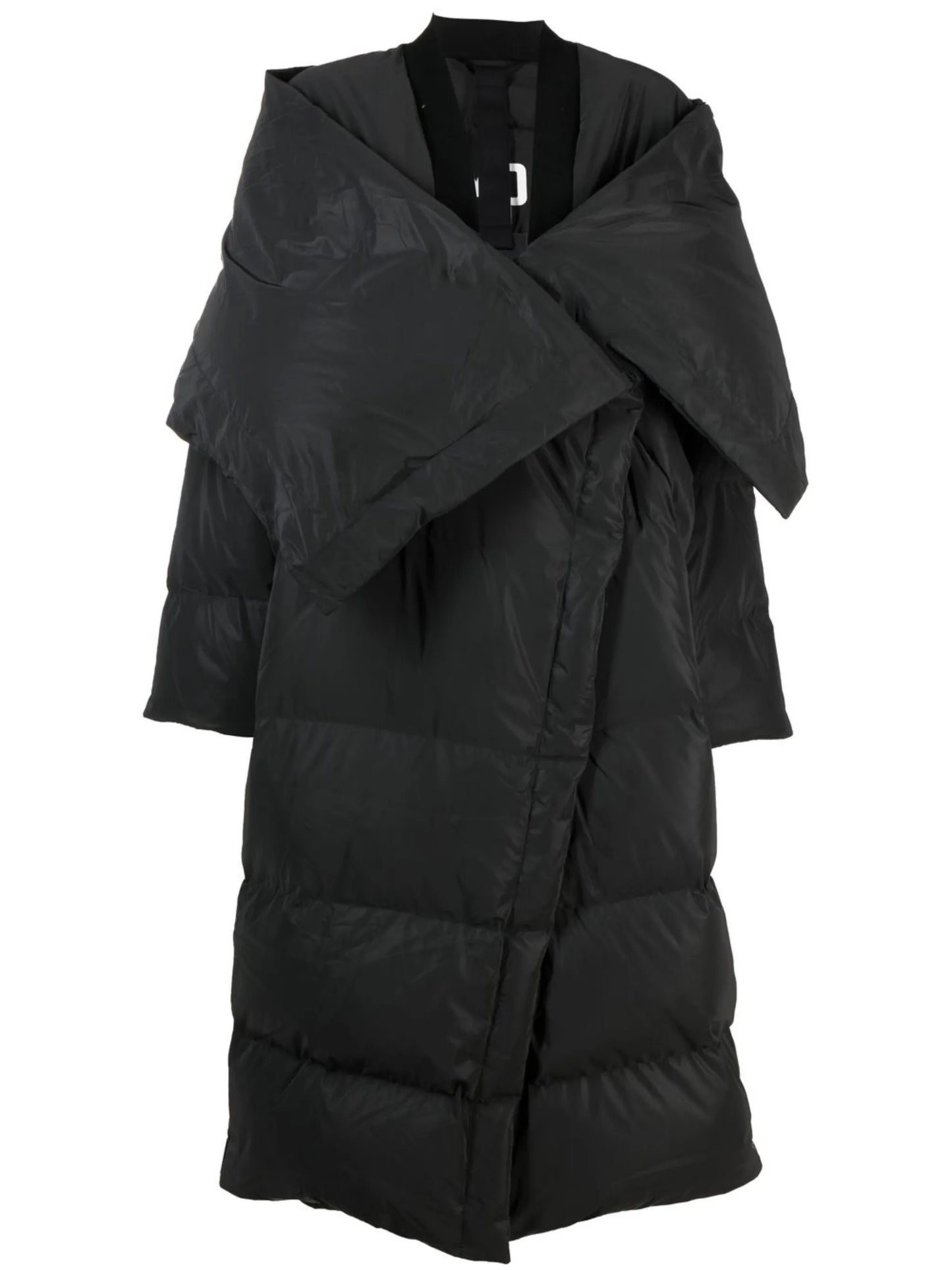 wrap-scarf long puffer coat