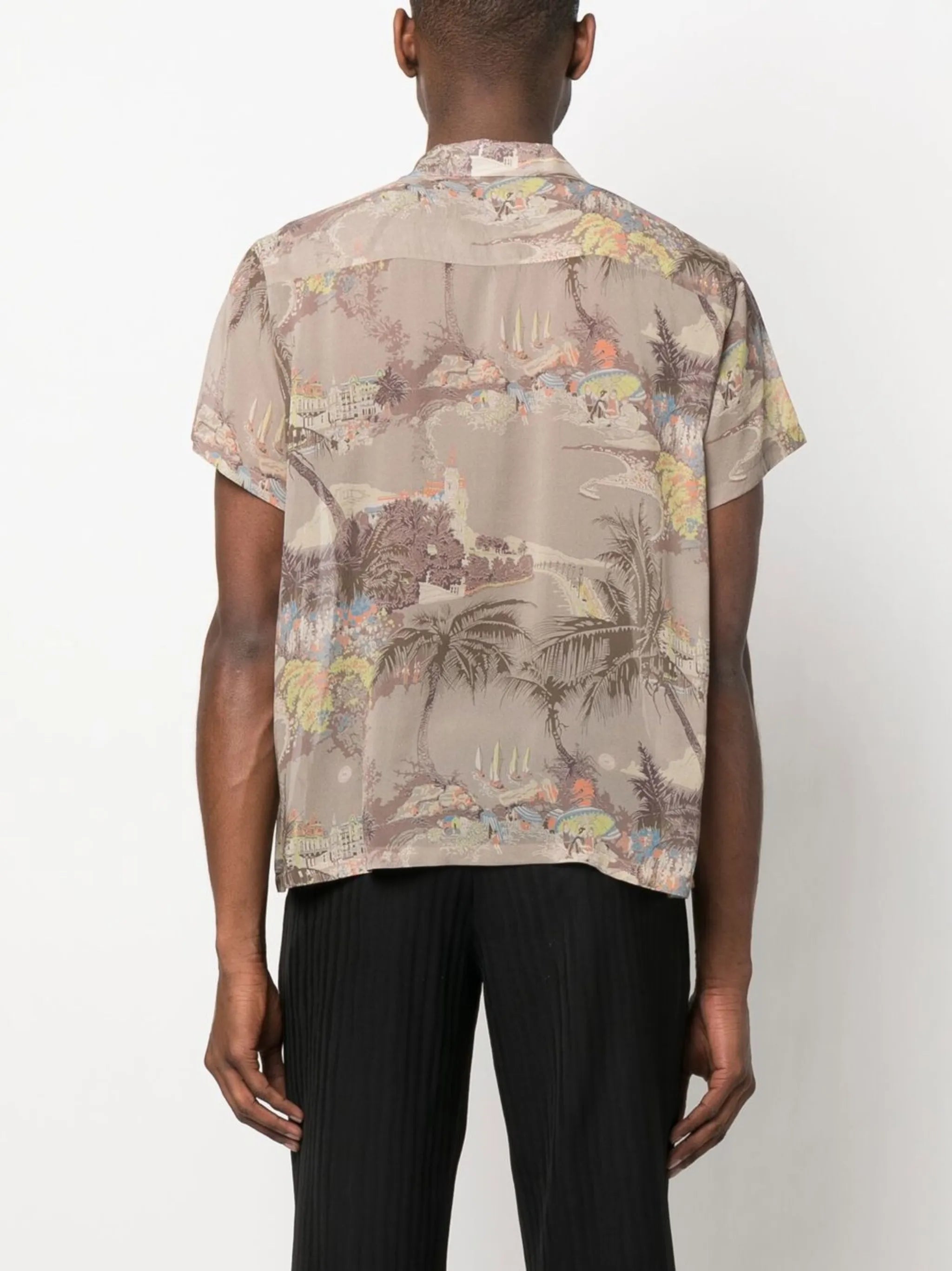 Riviera-print silk short-sleeve shirt