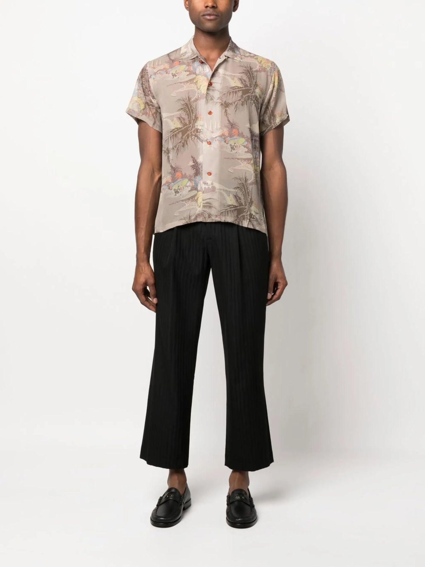 Riviera-print silk short-sleeve shirt