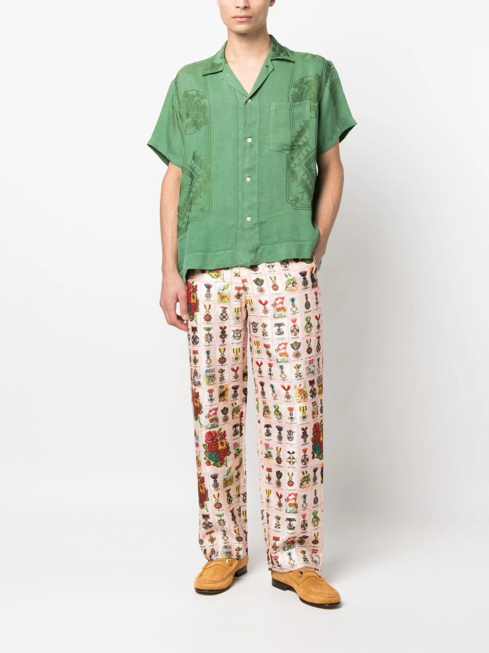 signet-quilted straight trousers