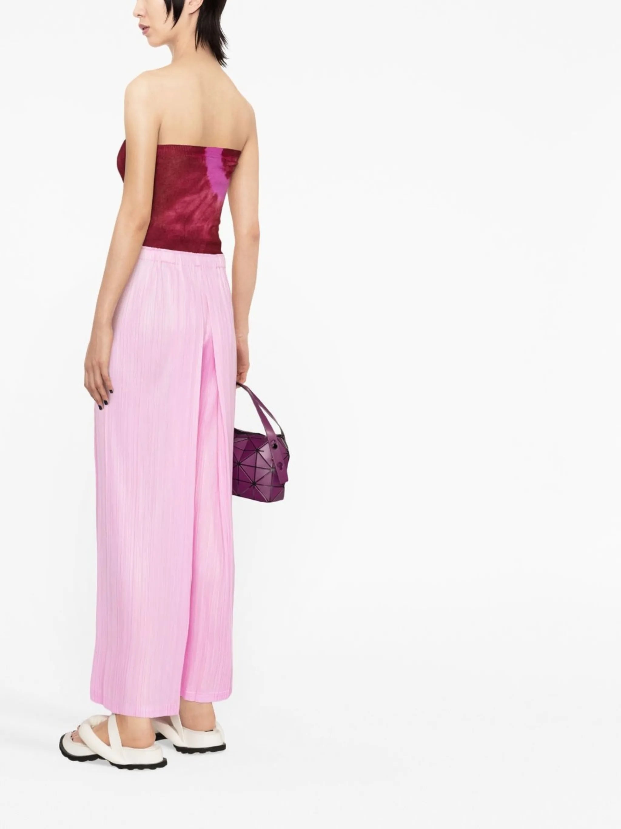 September plissé-effect cropped trousers