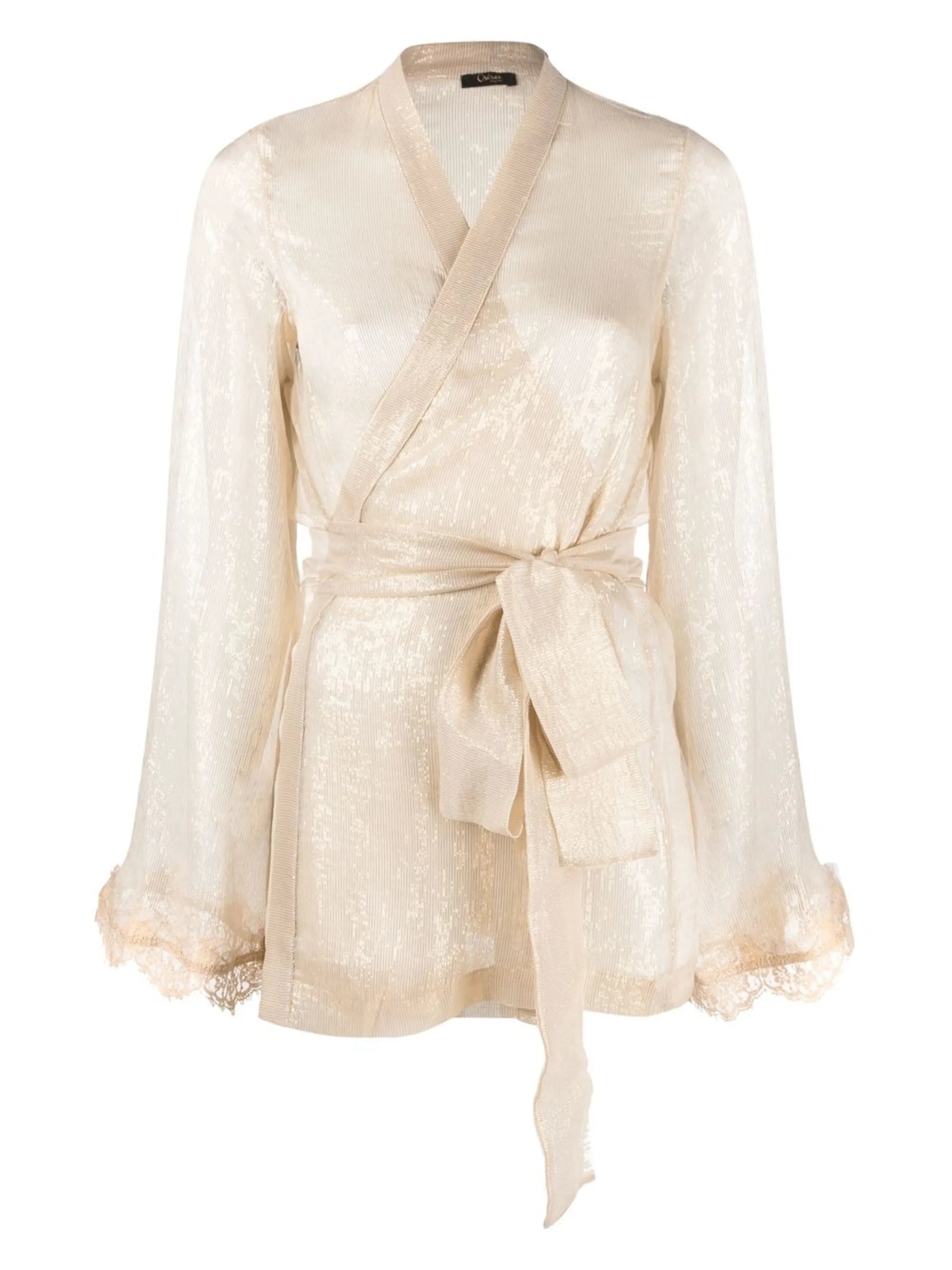 Travaille lace-trim self-tie robe