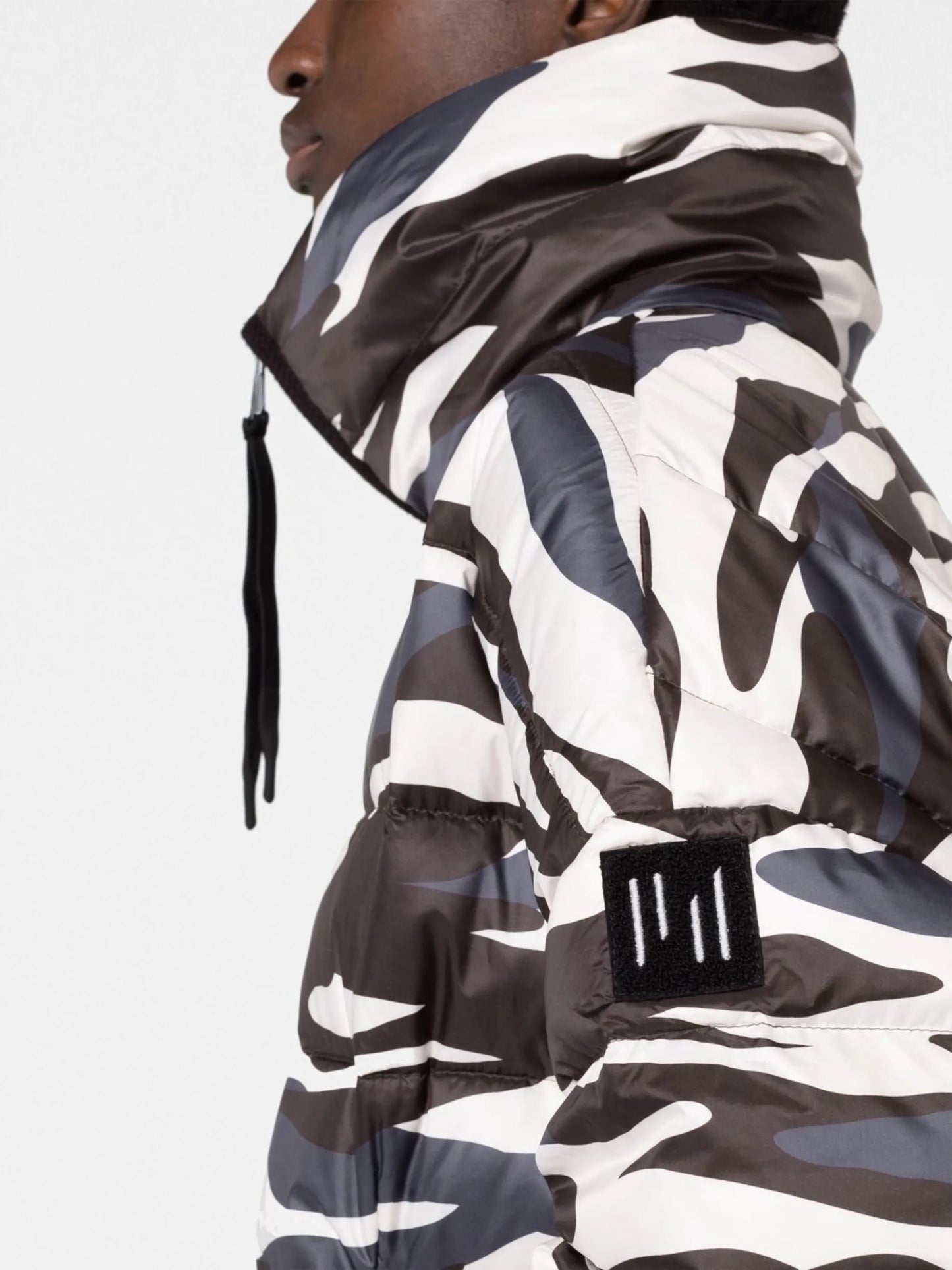 zebra print half-zip down jacket