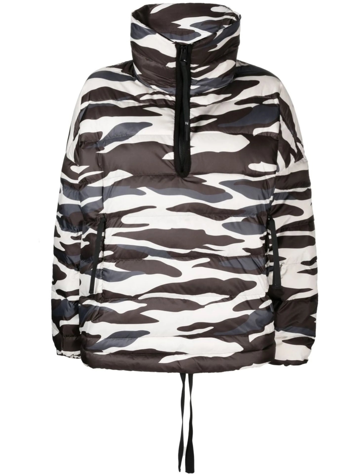 zebra print half-zip down jacket