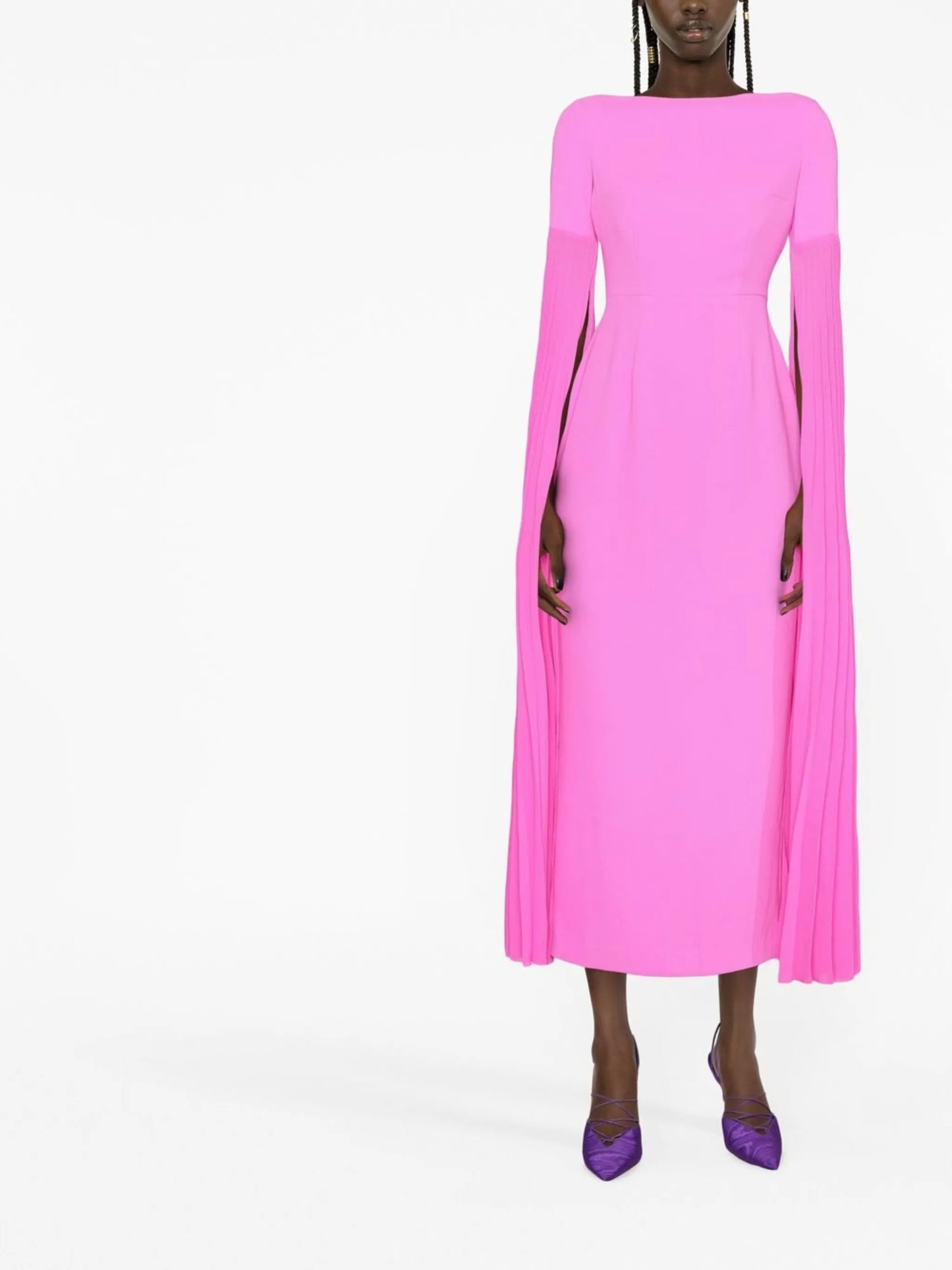 Grace pleated-sleeve gown