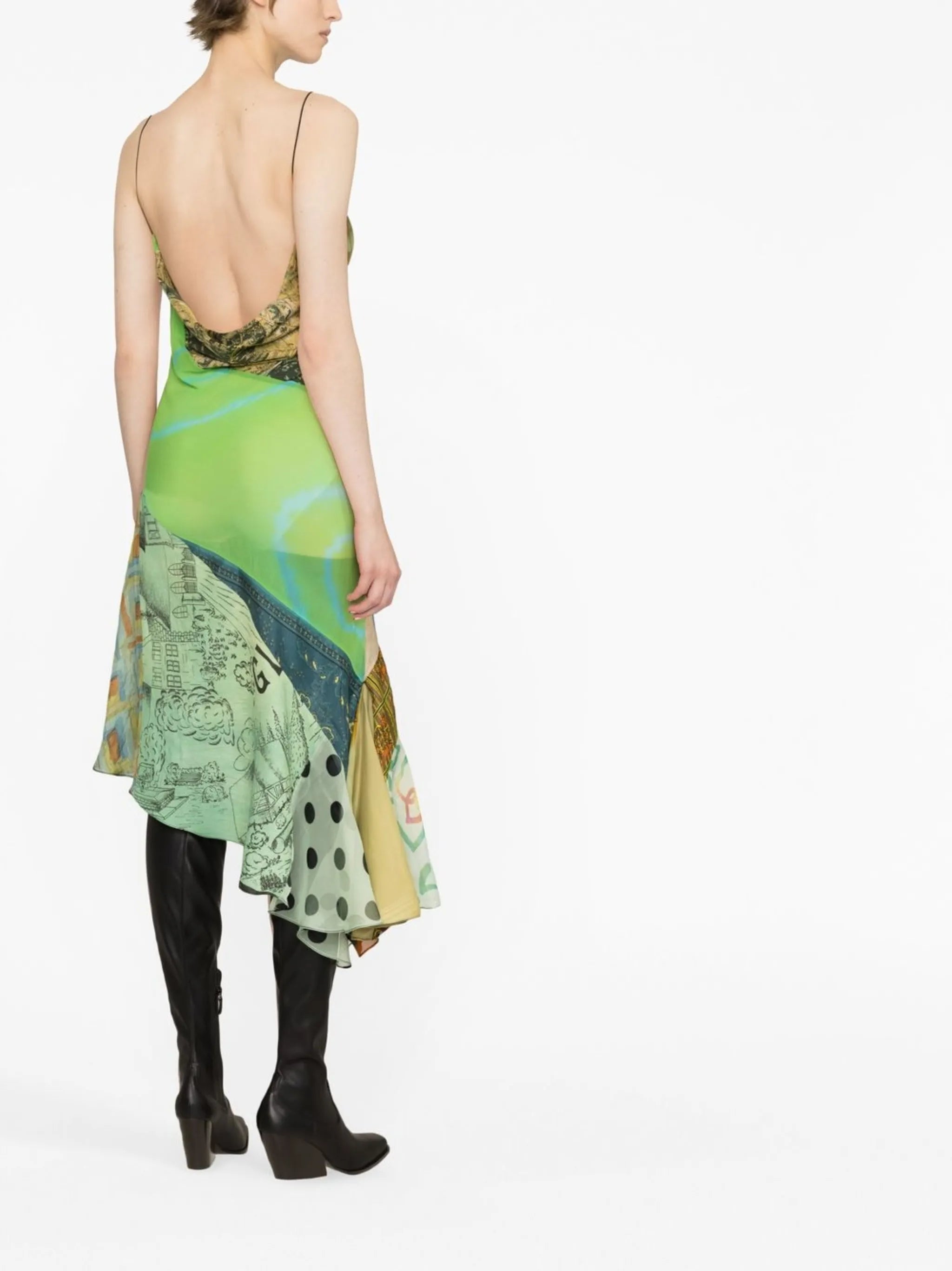 graphic-print asymmetric dress