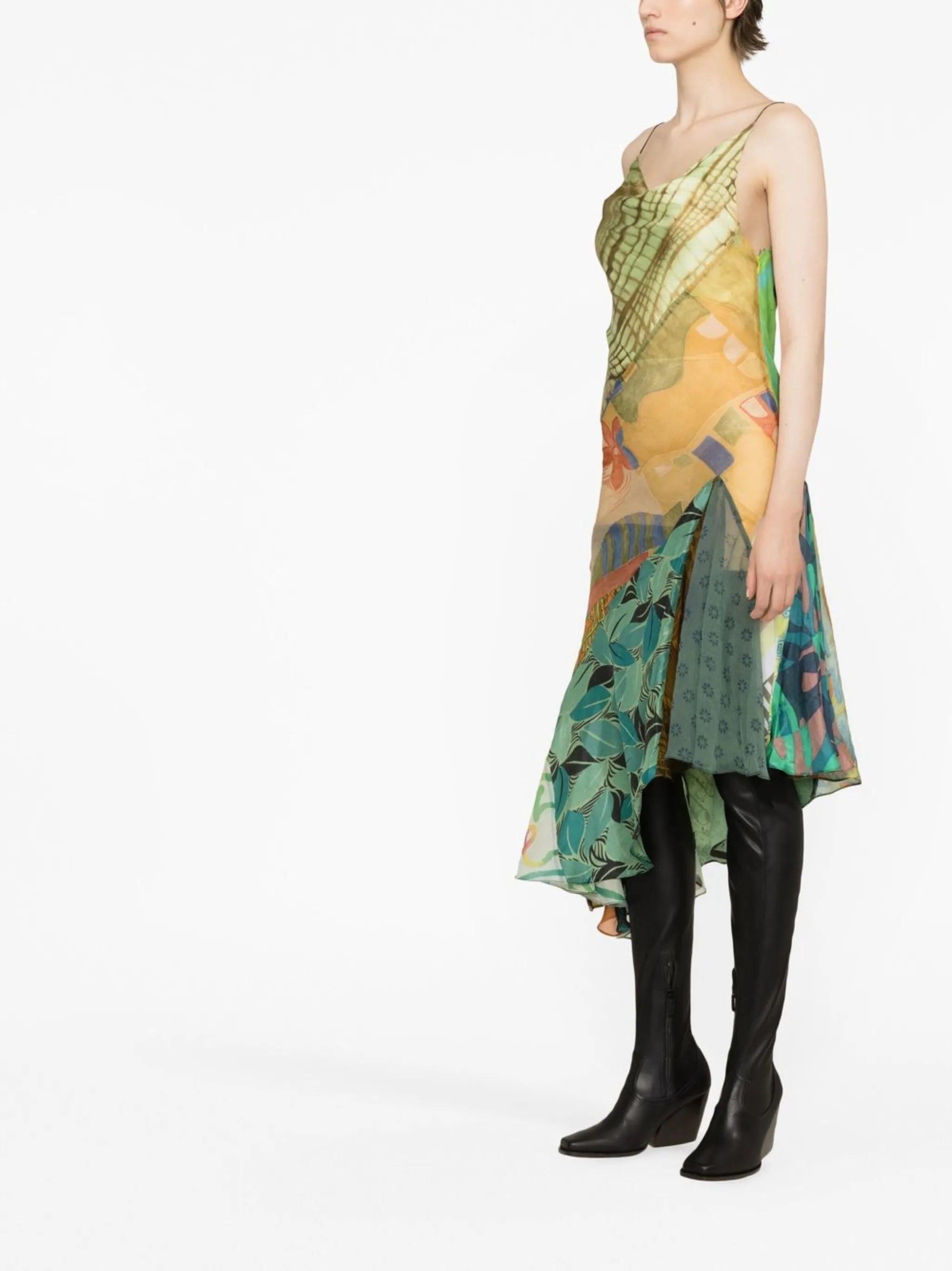 graphic-print asymmetric dress