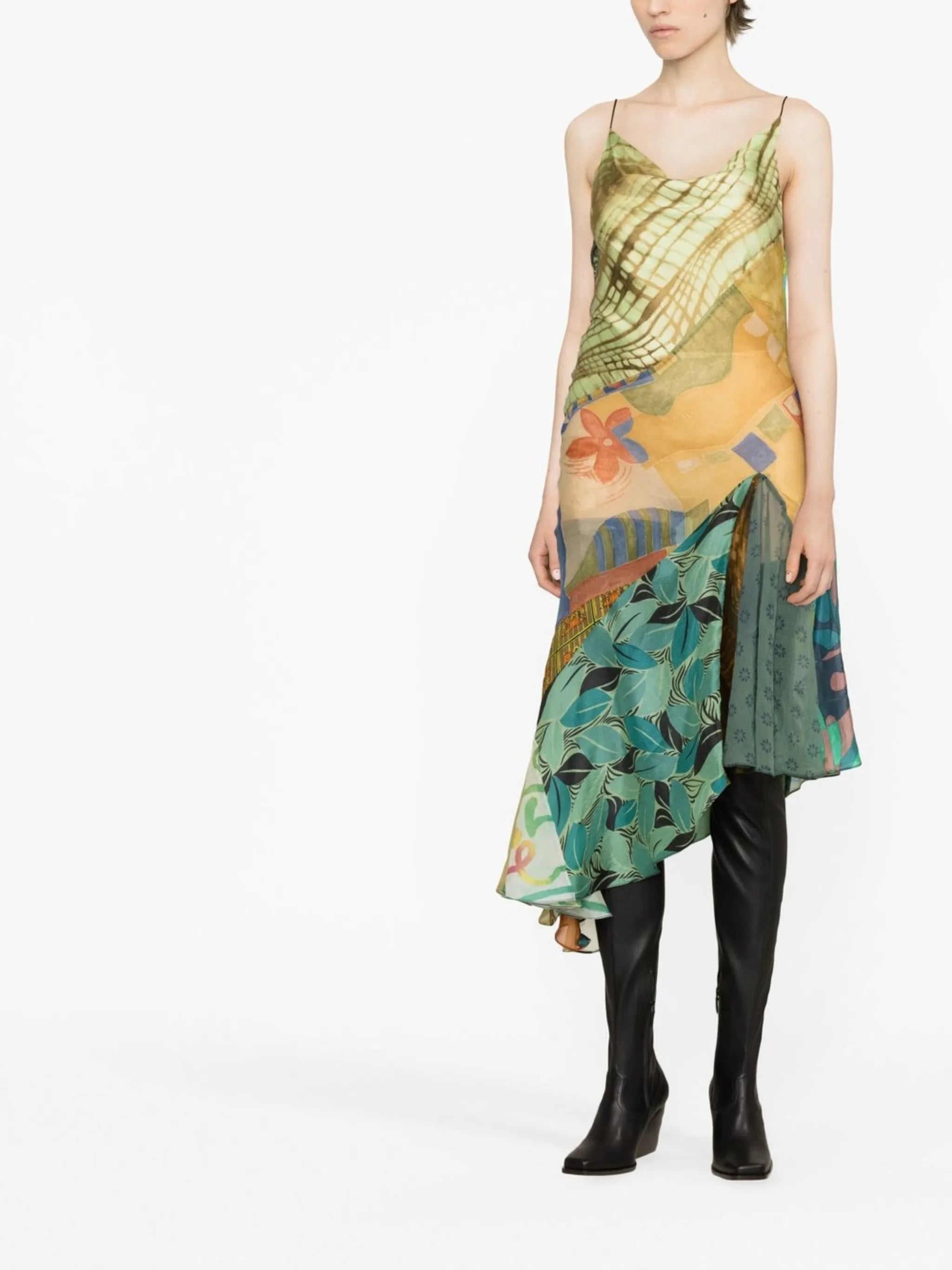 graphic-print asymmetric dress