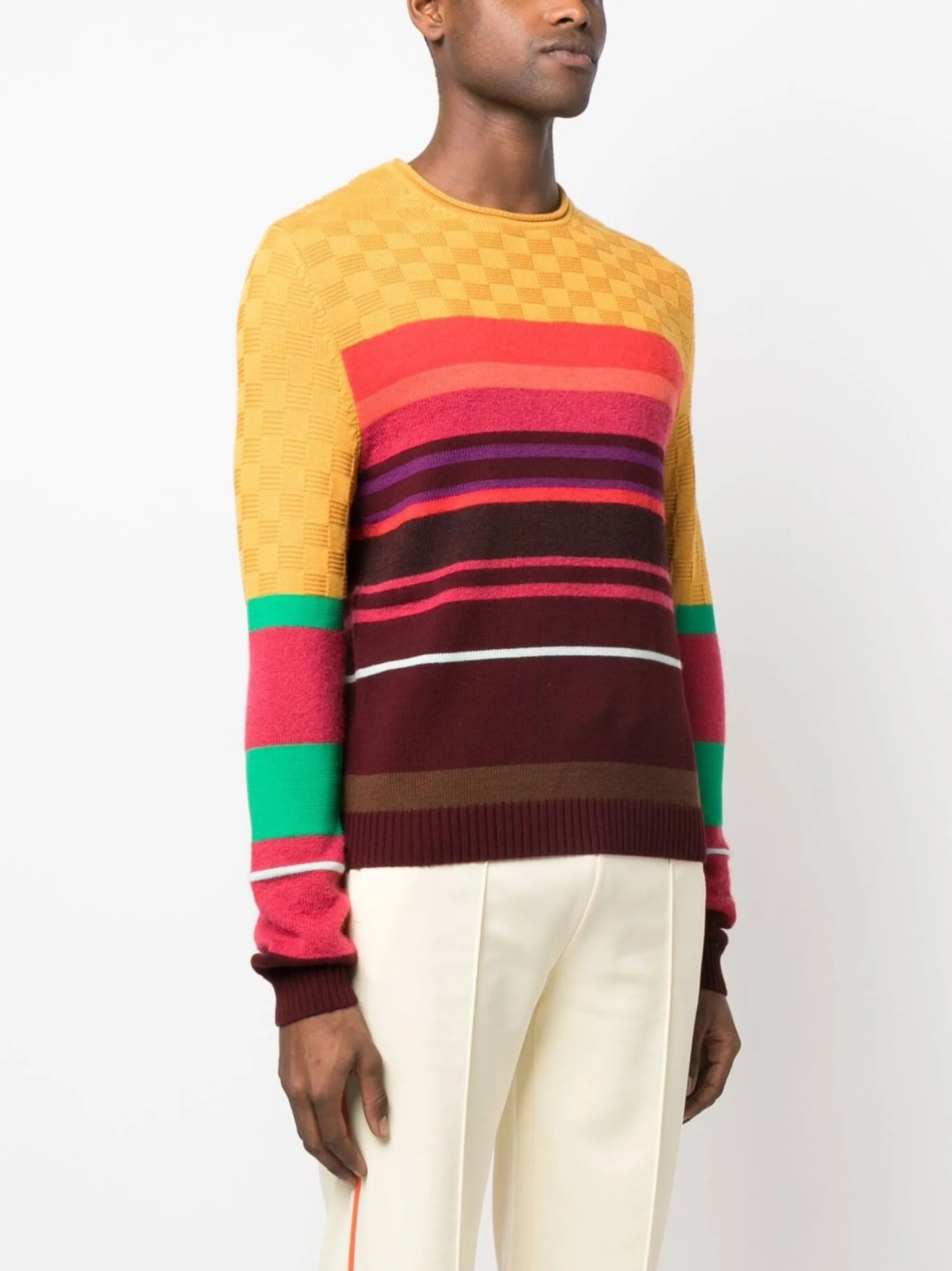 fine-knit striped jumper