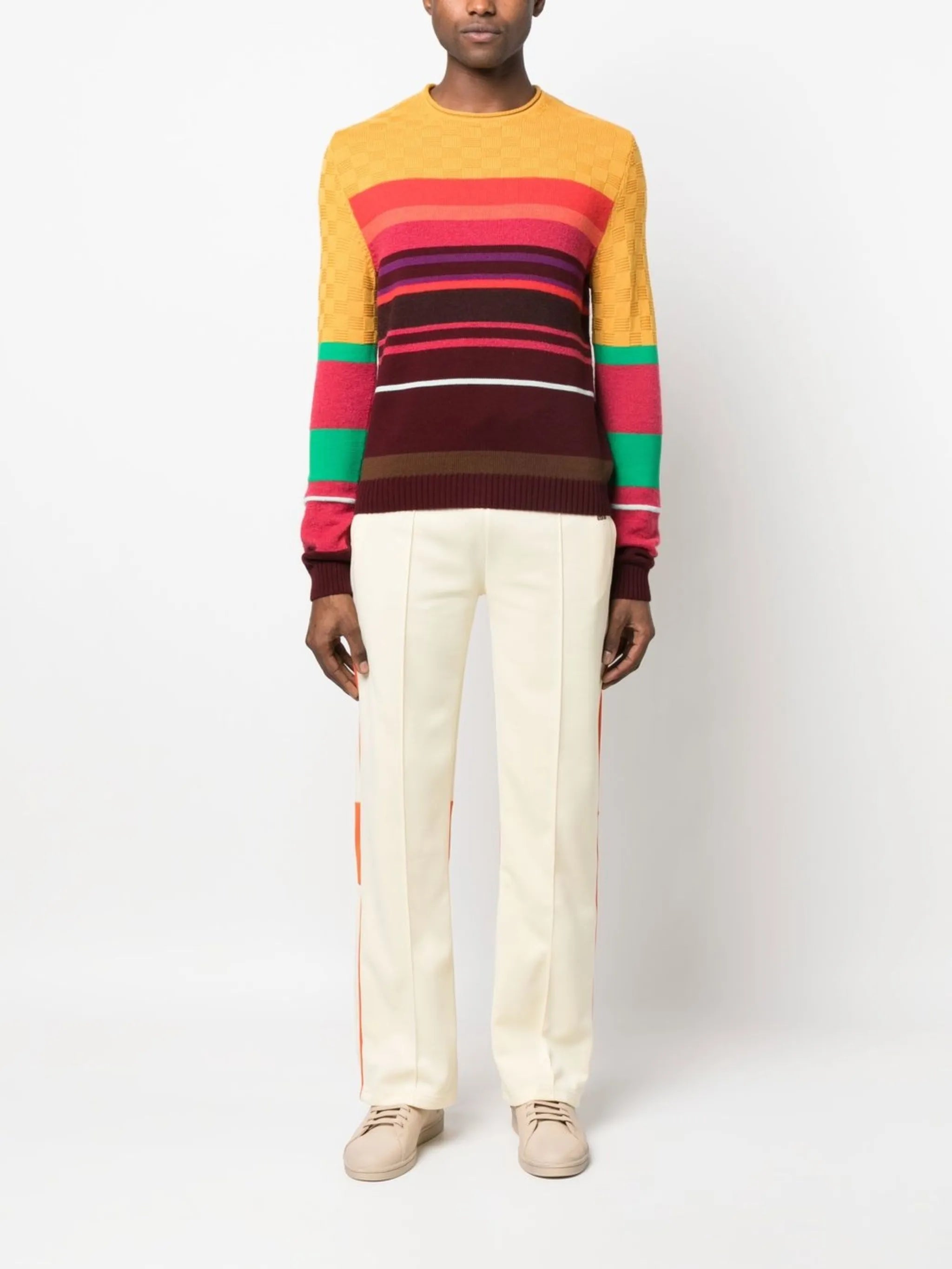 fine-knit striped jumper