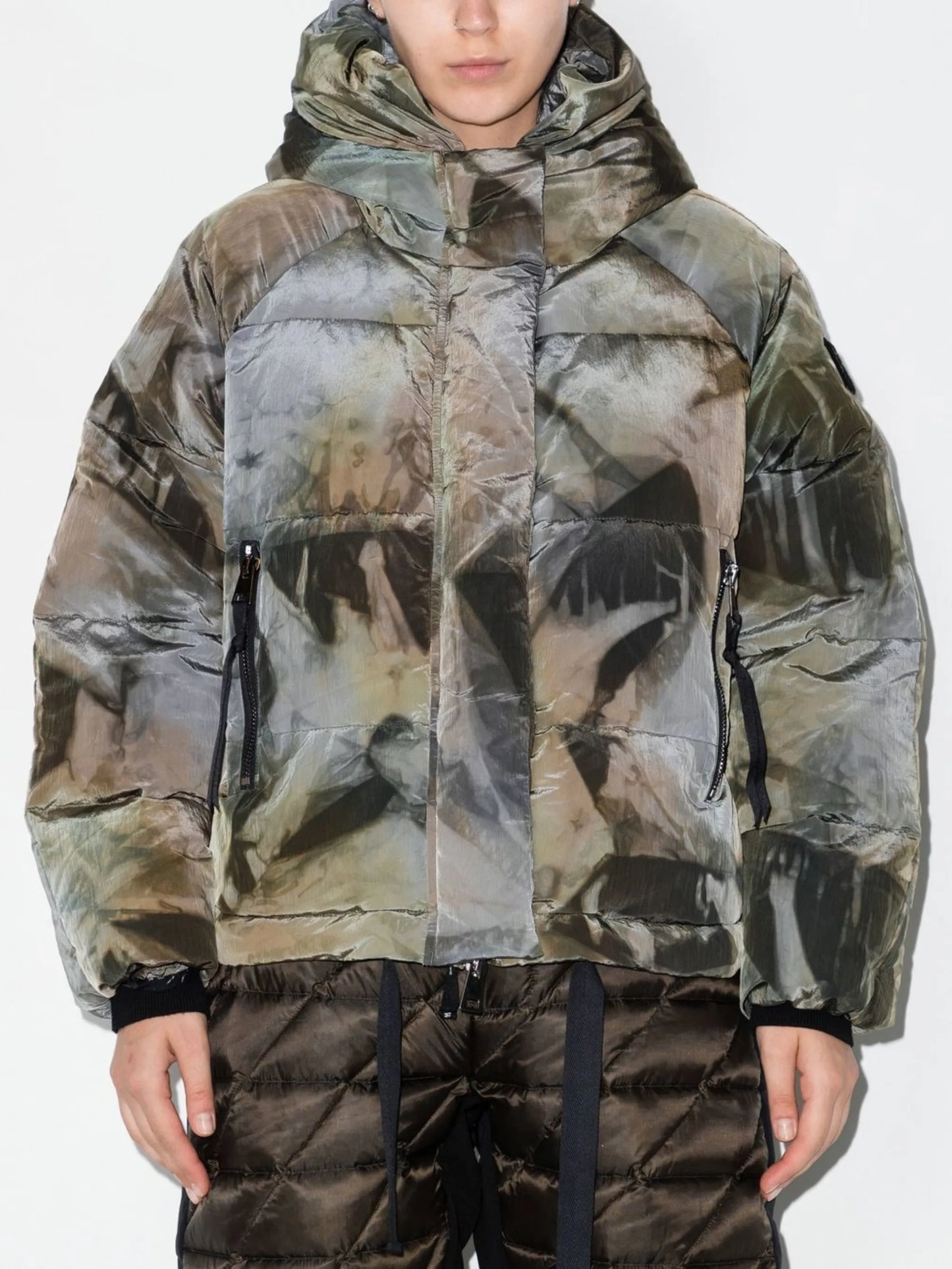 tie-dye print puffer jacket
