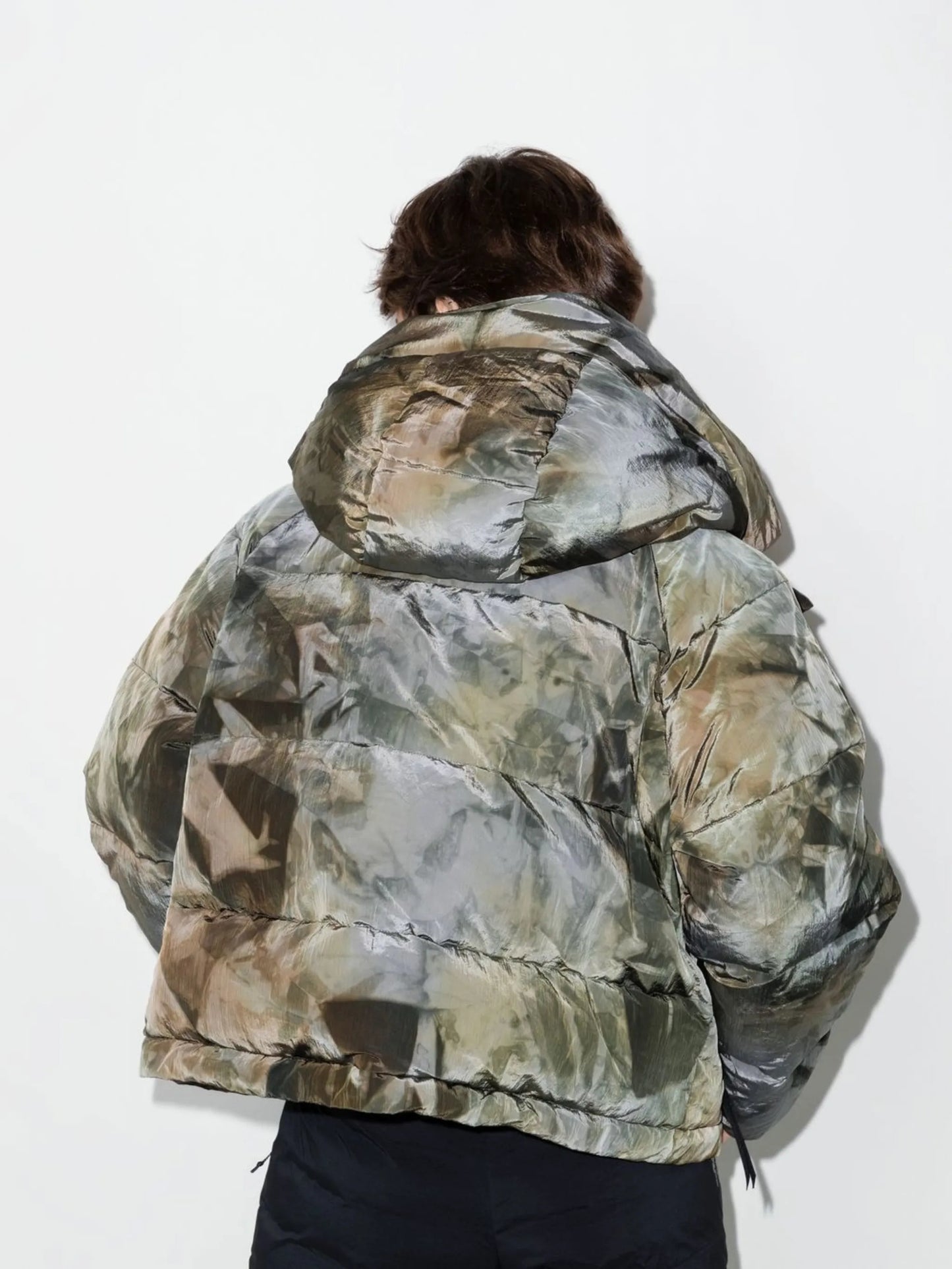 tie-dye print puffer jacket