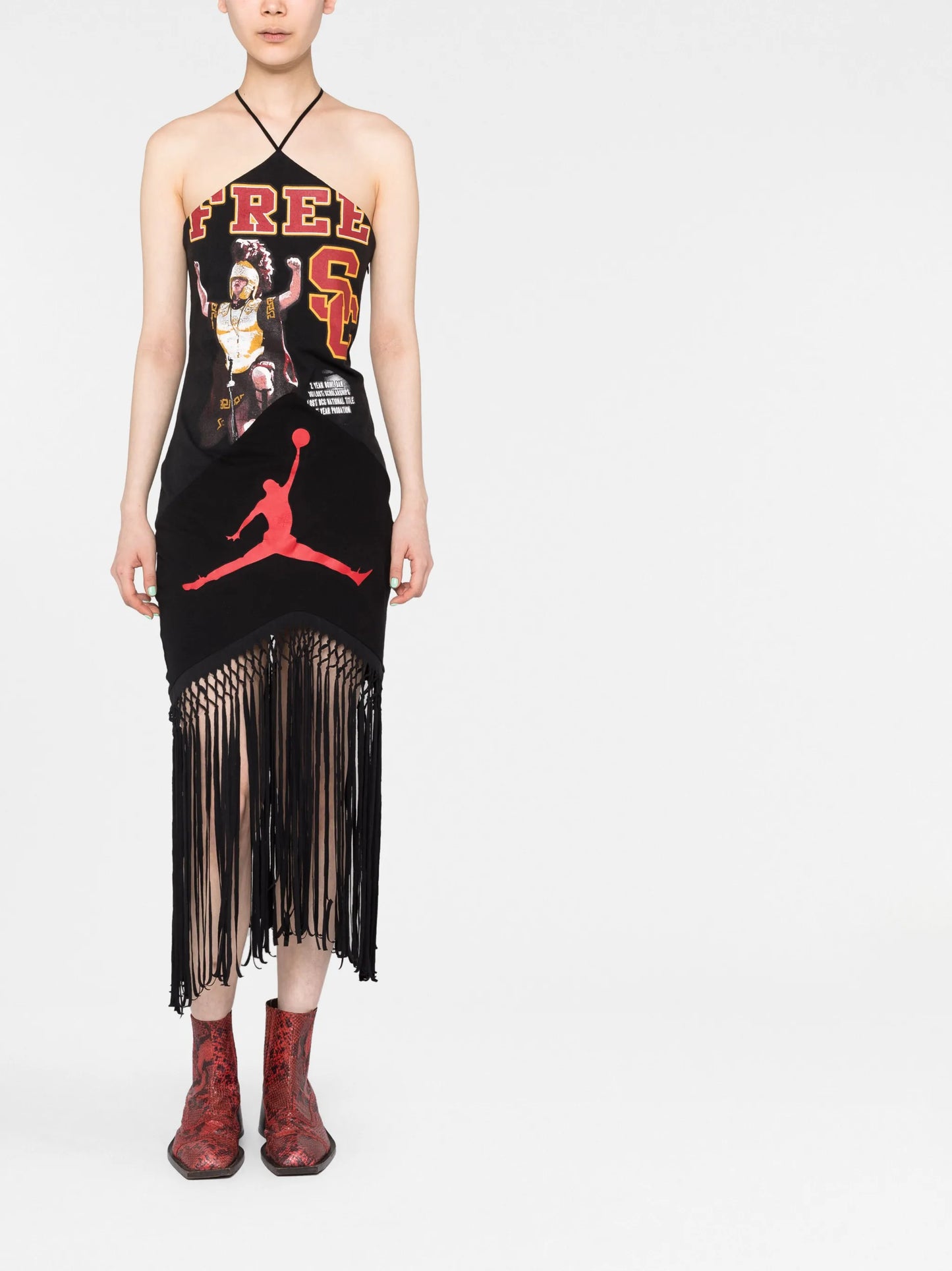 graphic-print halterneck dress