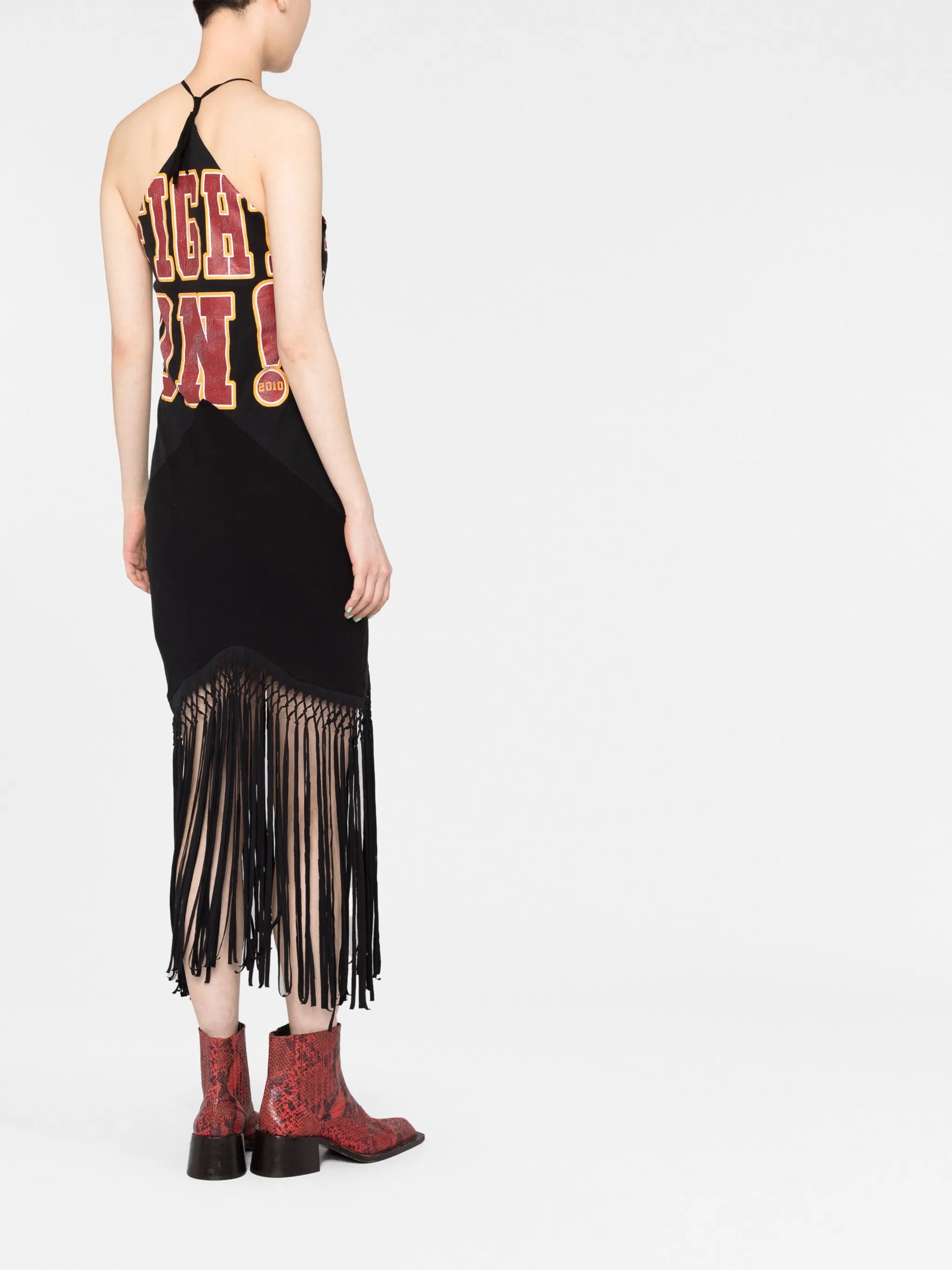 graphic-print halterneck dress