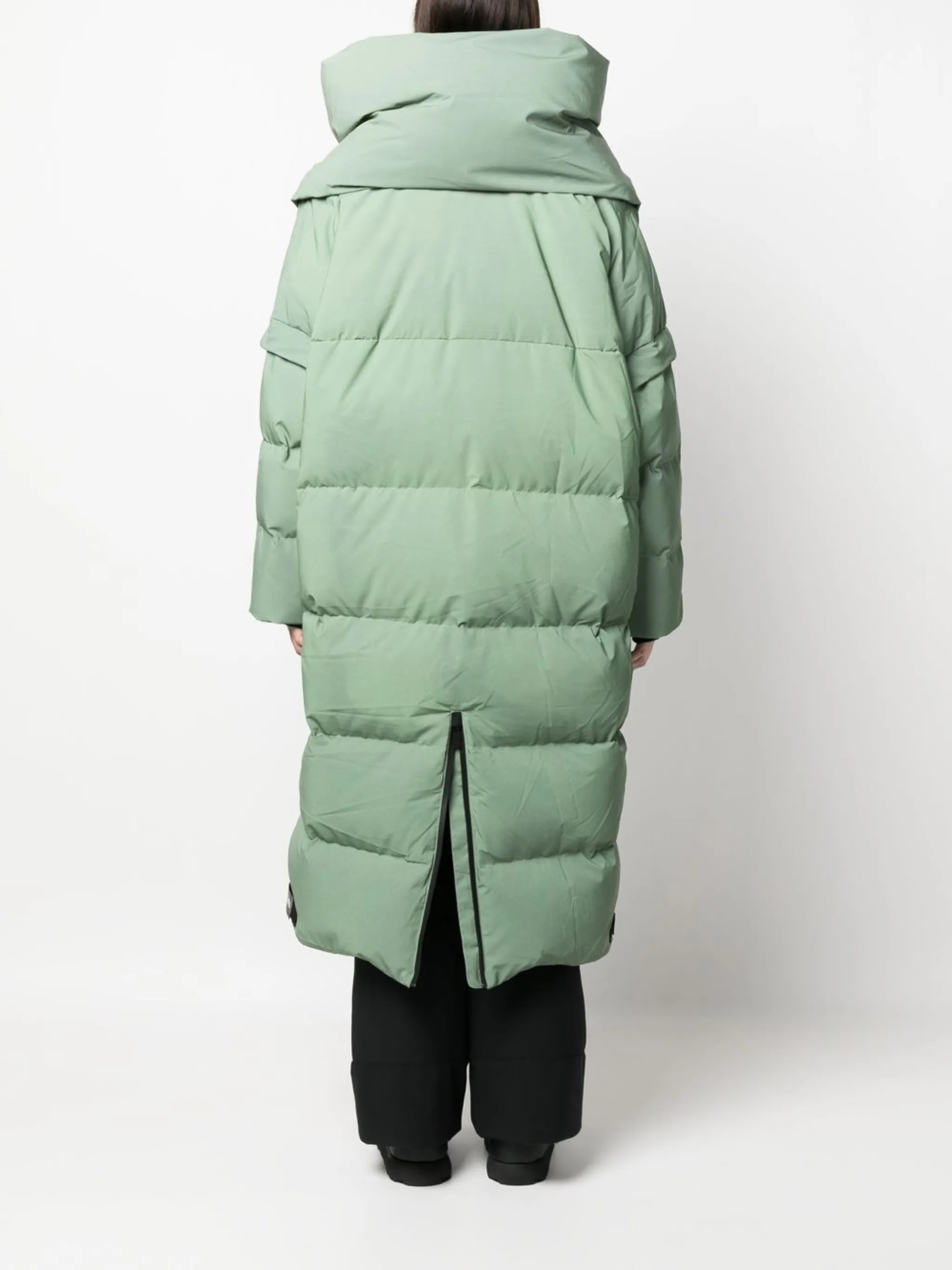 wrap-scarf long puffer coat