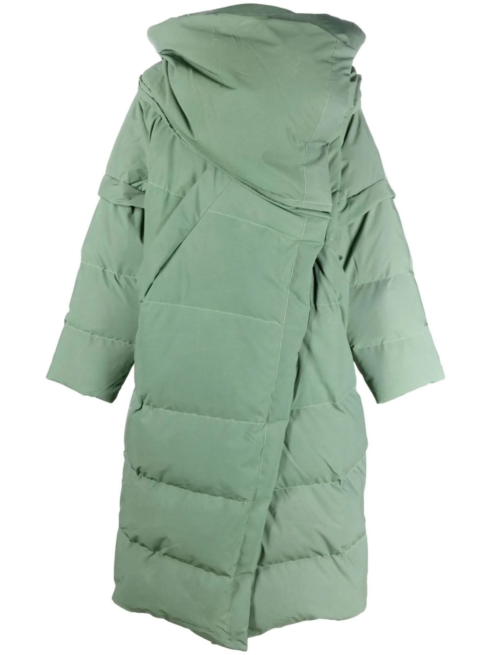 wrap-scarf long puffer coat
