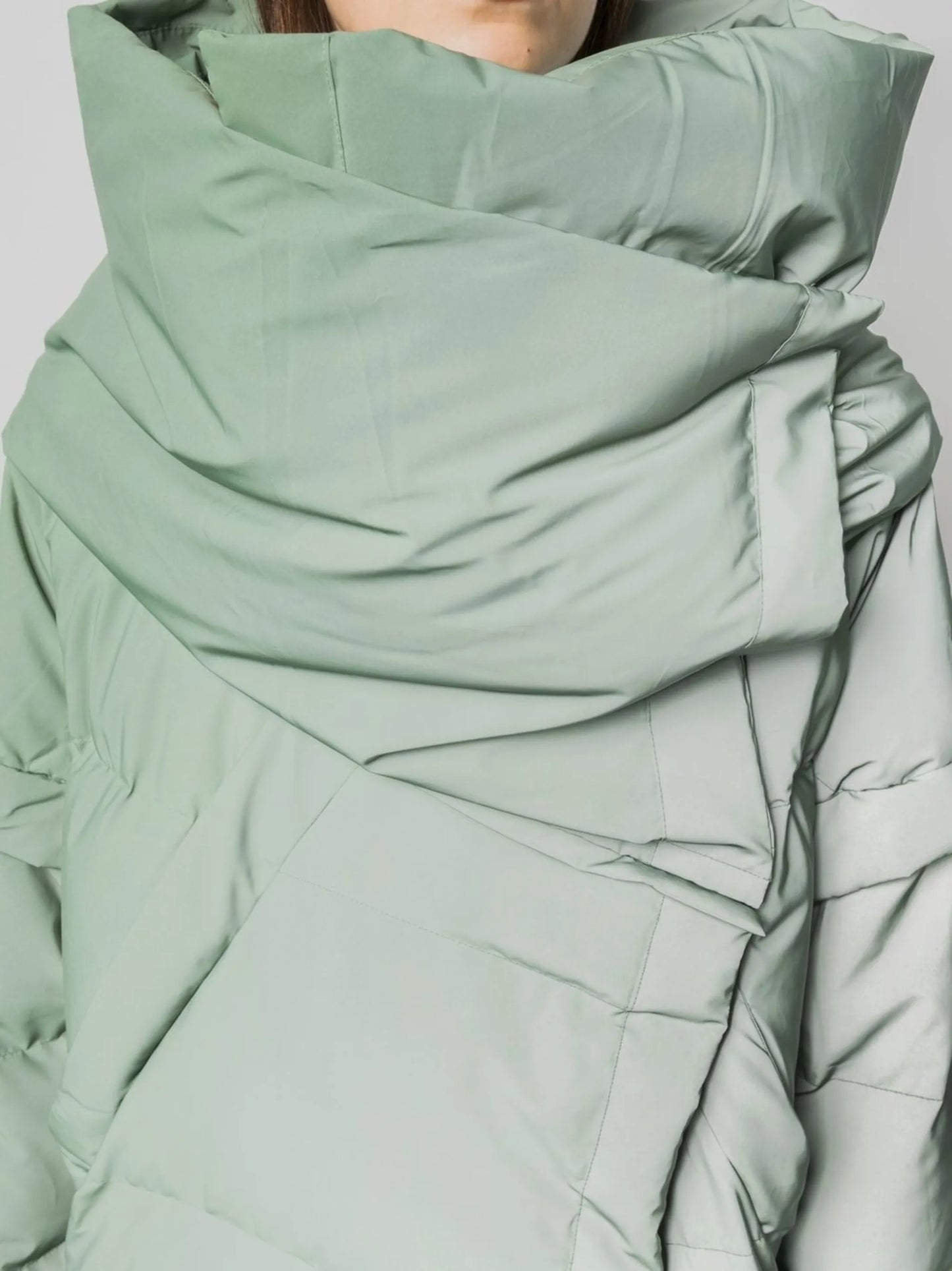 wrap-scarf long puffer coat