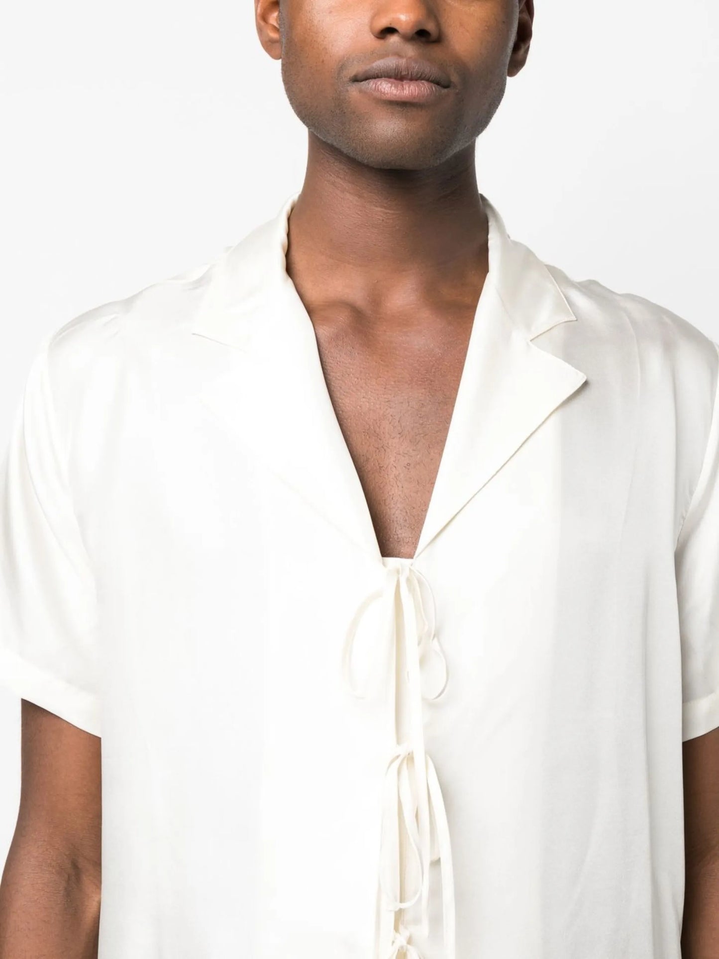 front-tie silk shirt