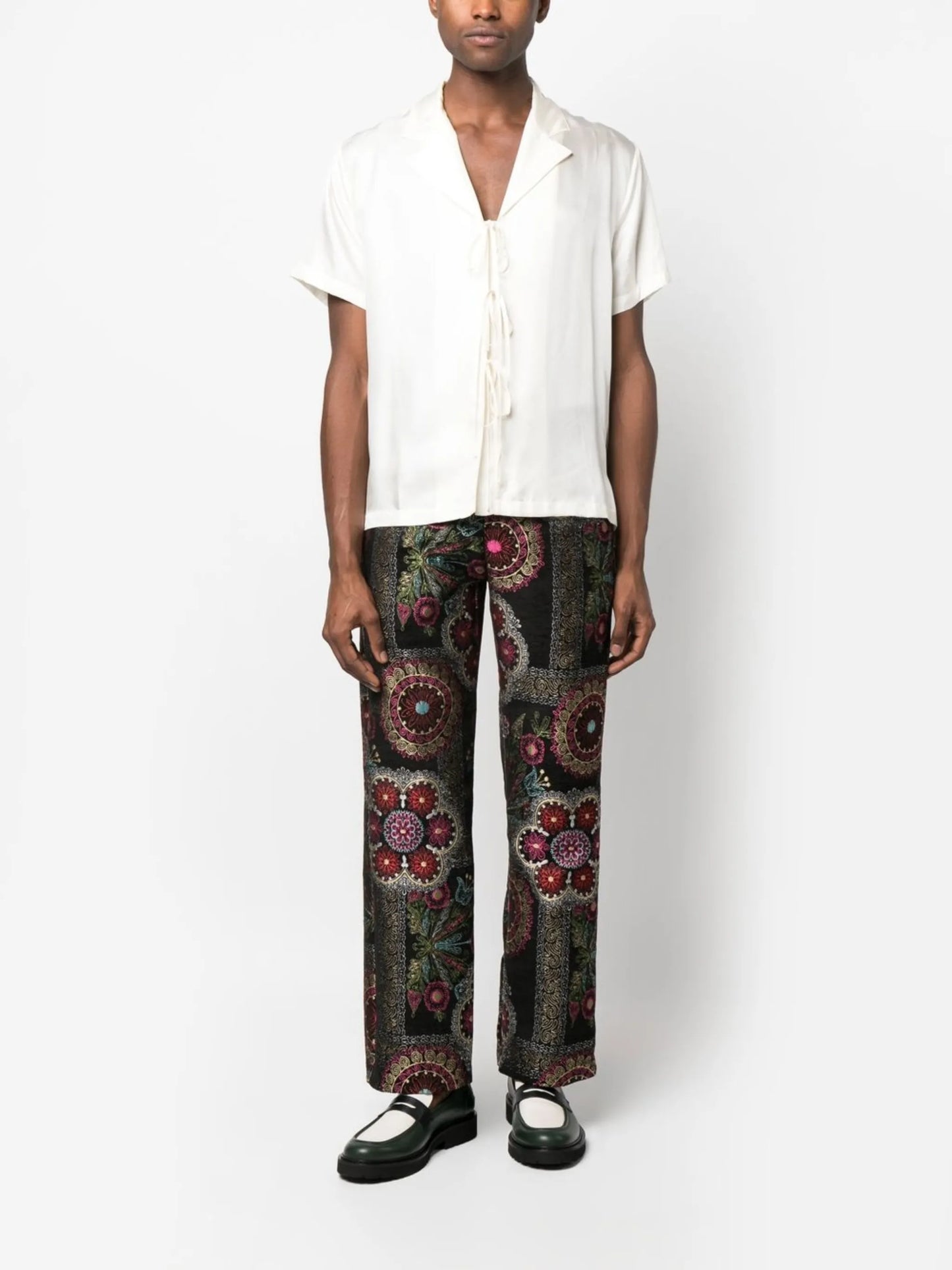 front-tie silk shirt