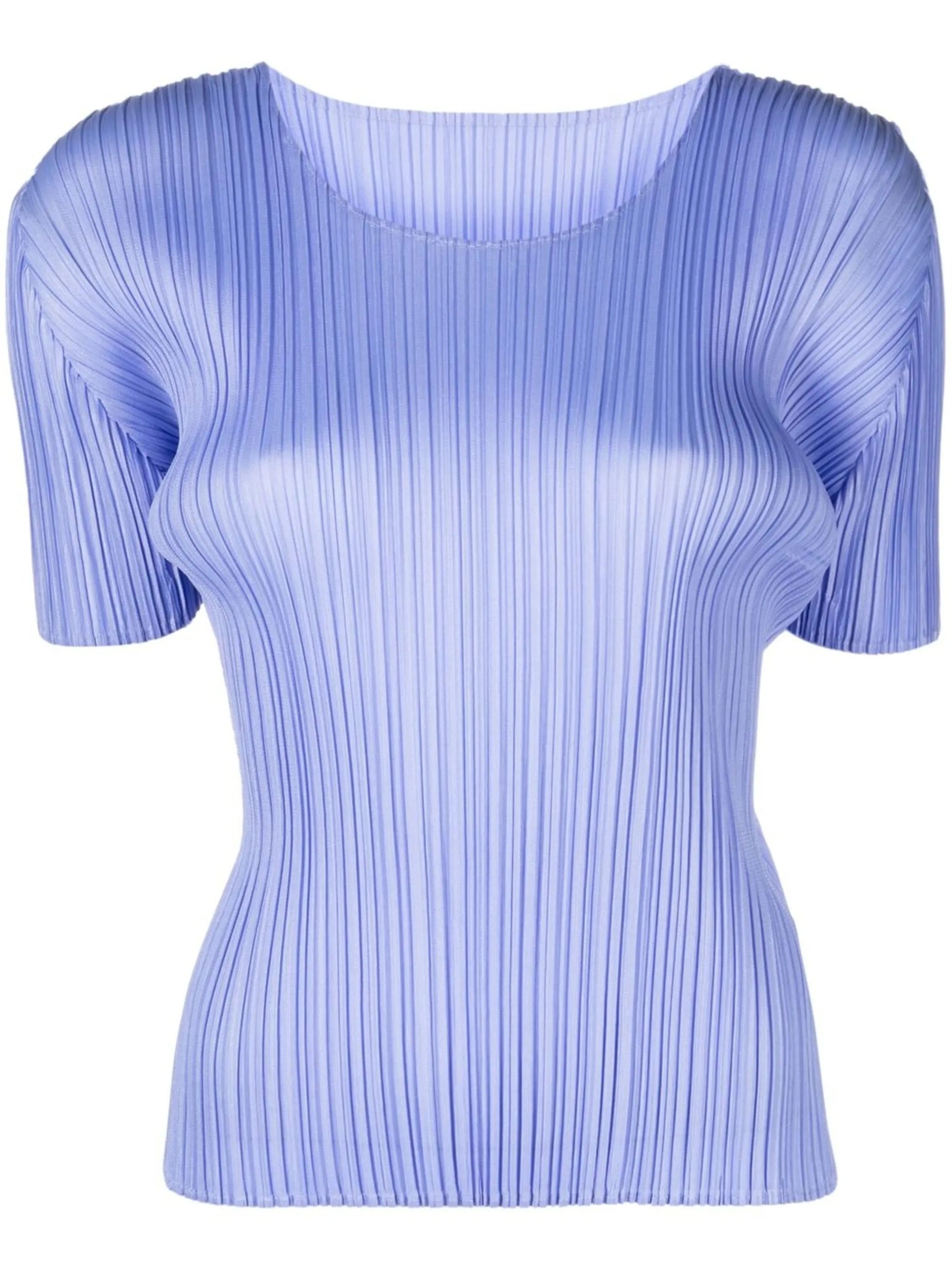 pleated round-neck T-shirt