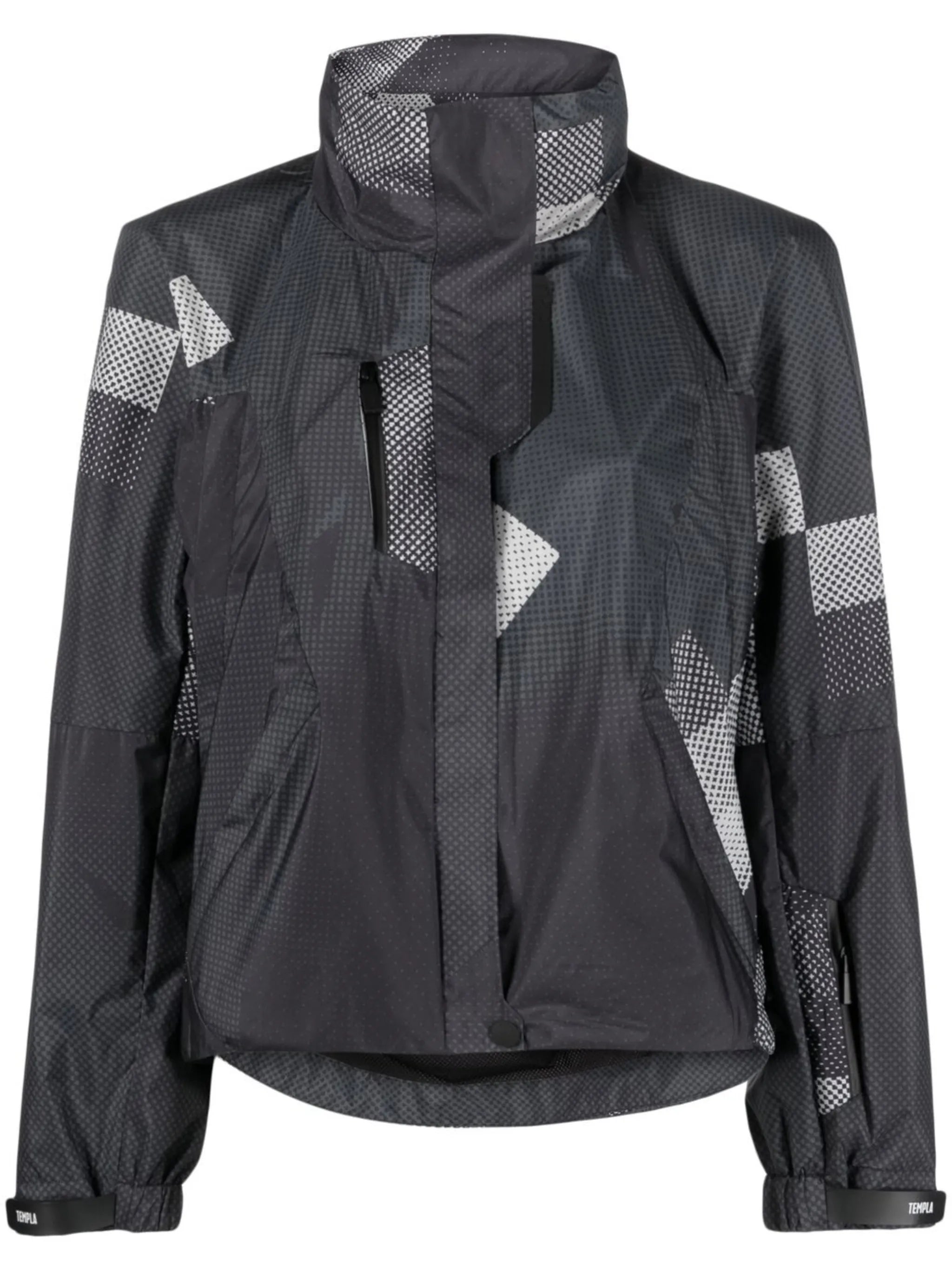 hooded printed ski jacket
