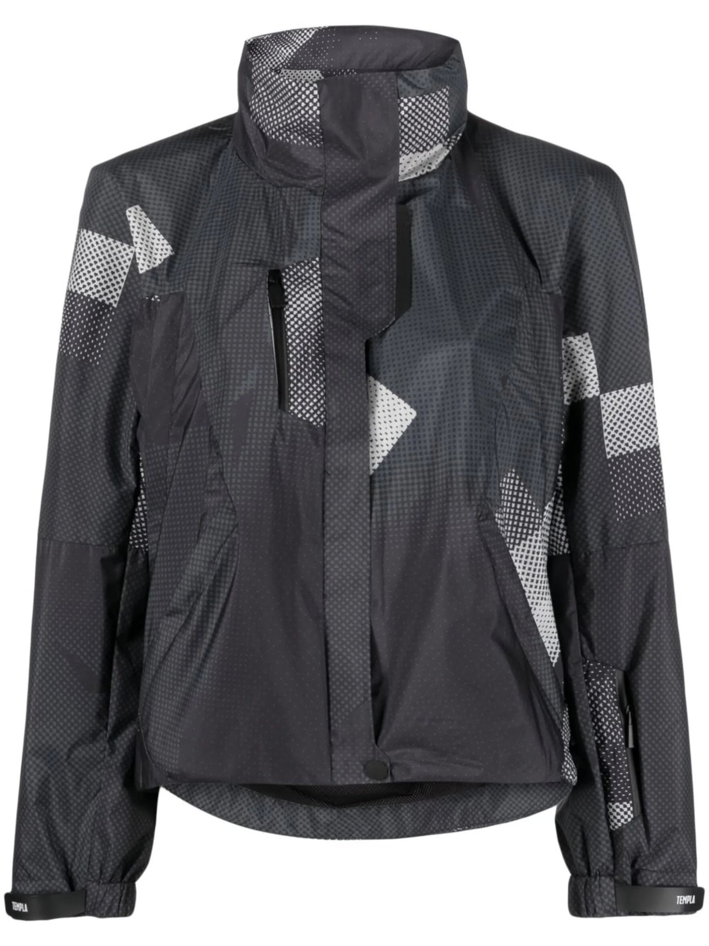 hooded printed ski jacket