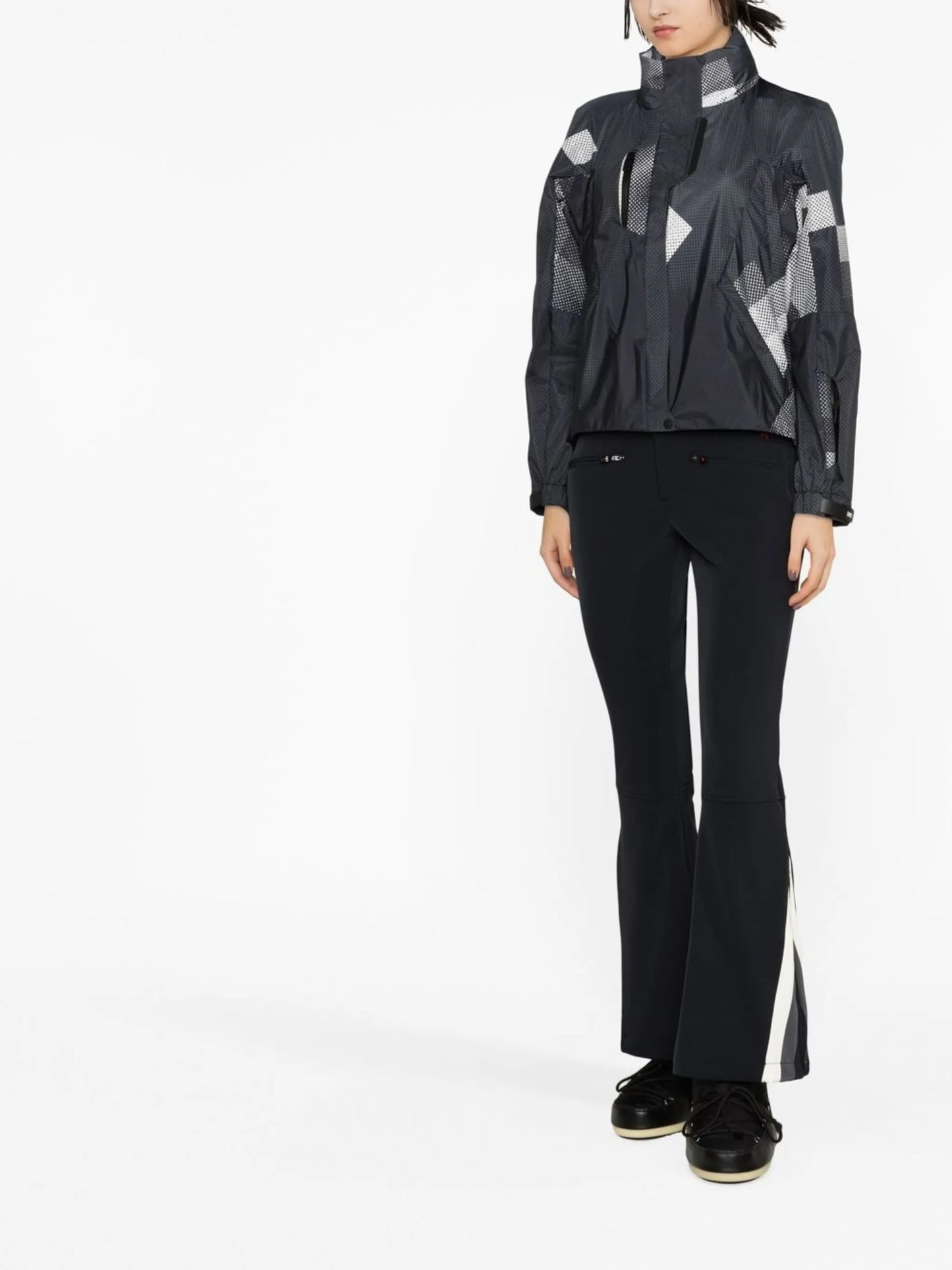 hooded printed ski jacket