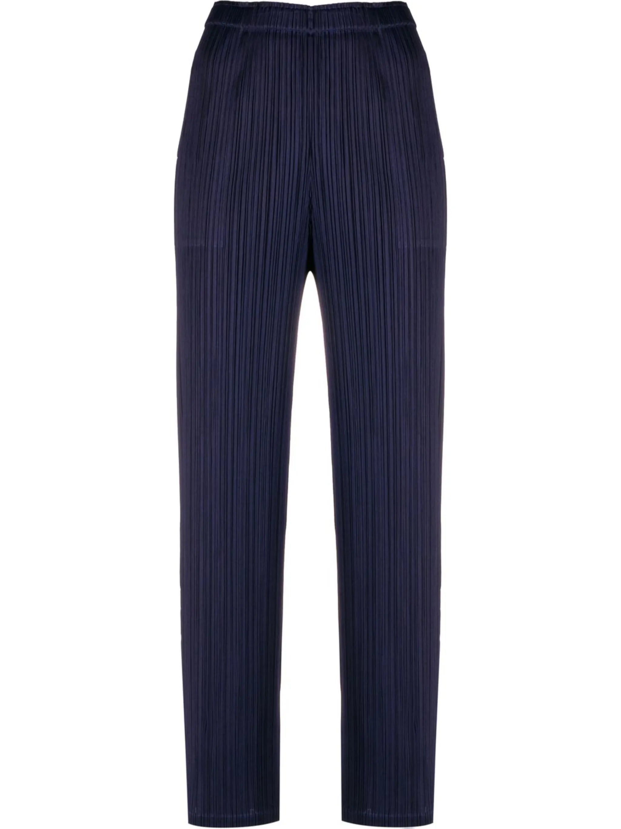 pleated straight-leg trousers