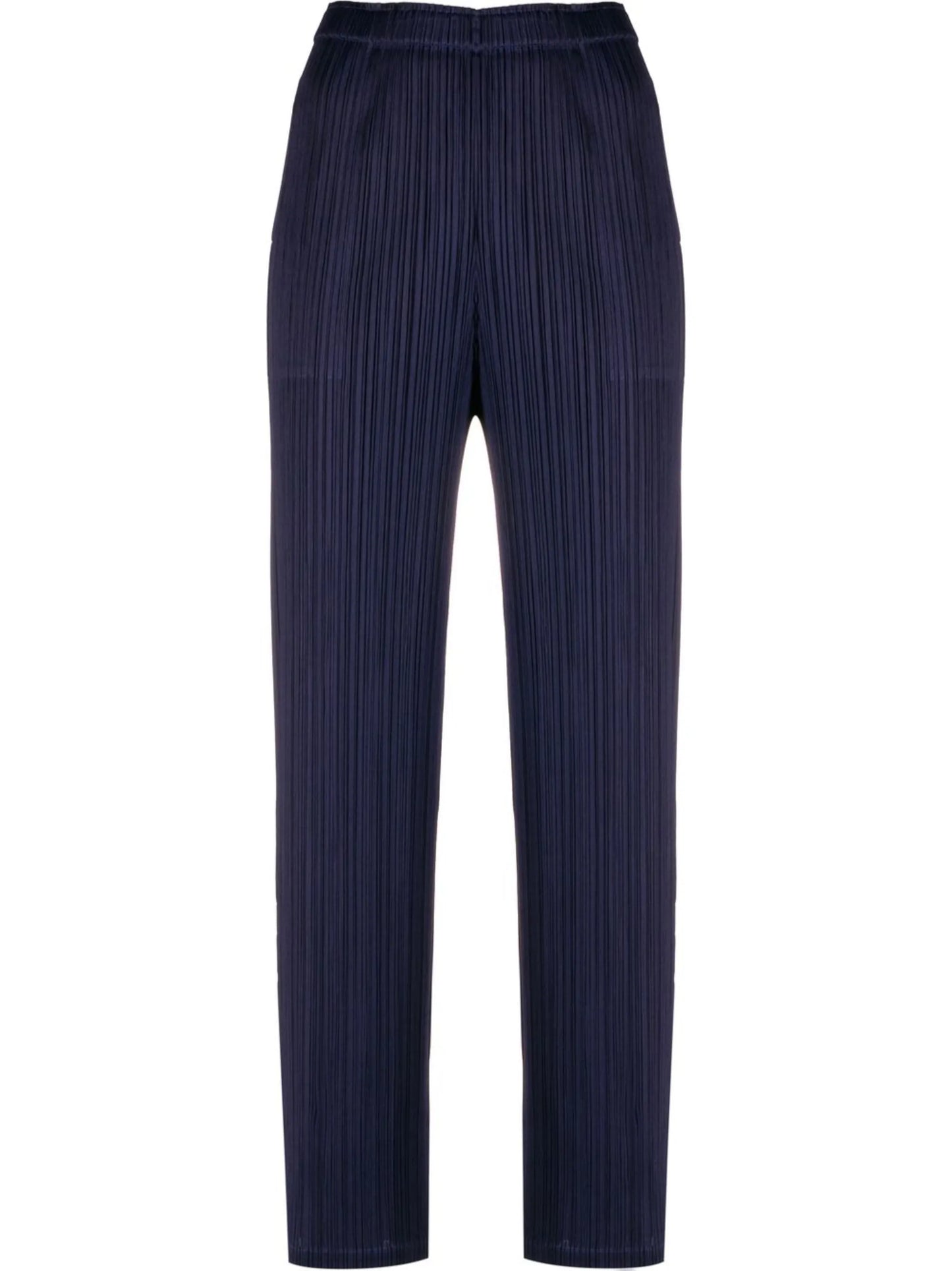 pleated straight-leg trousers