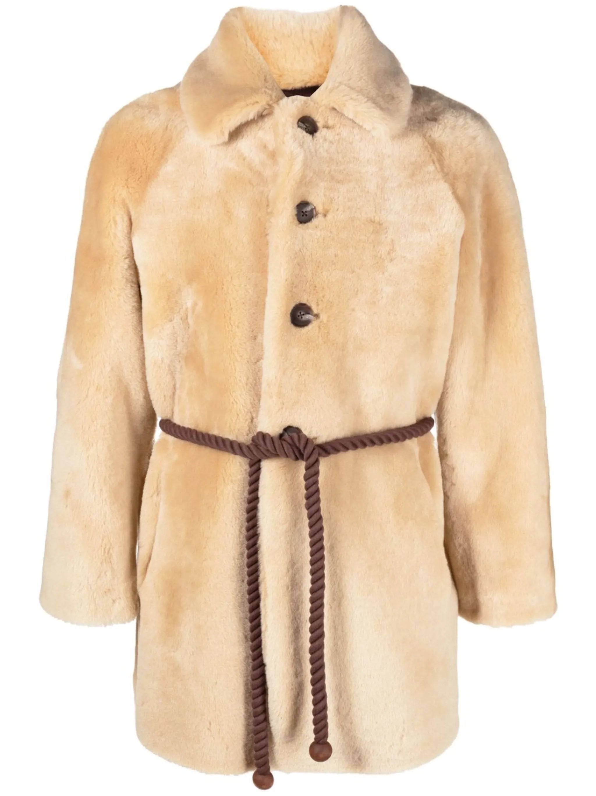 belted shearling coat