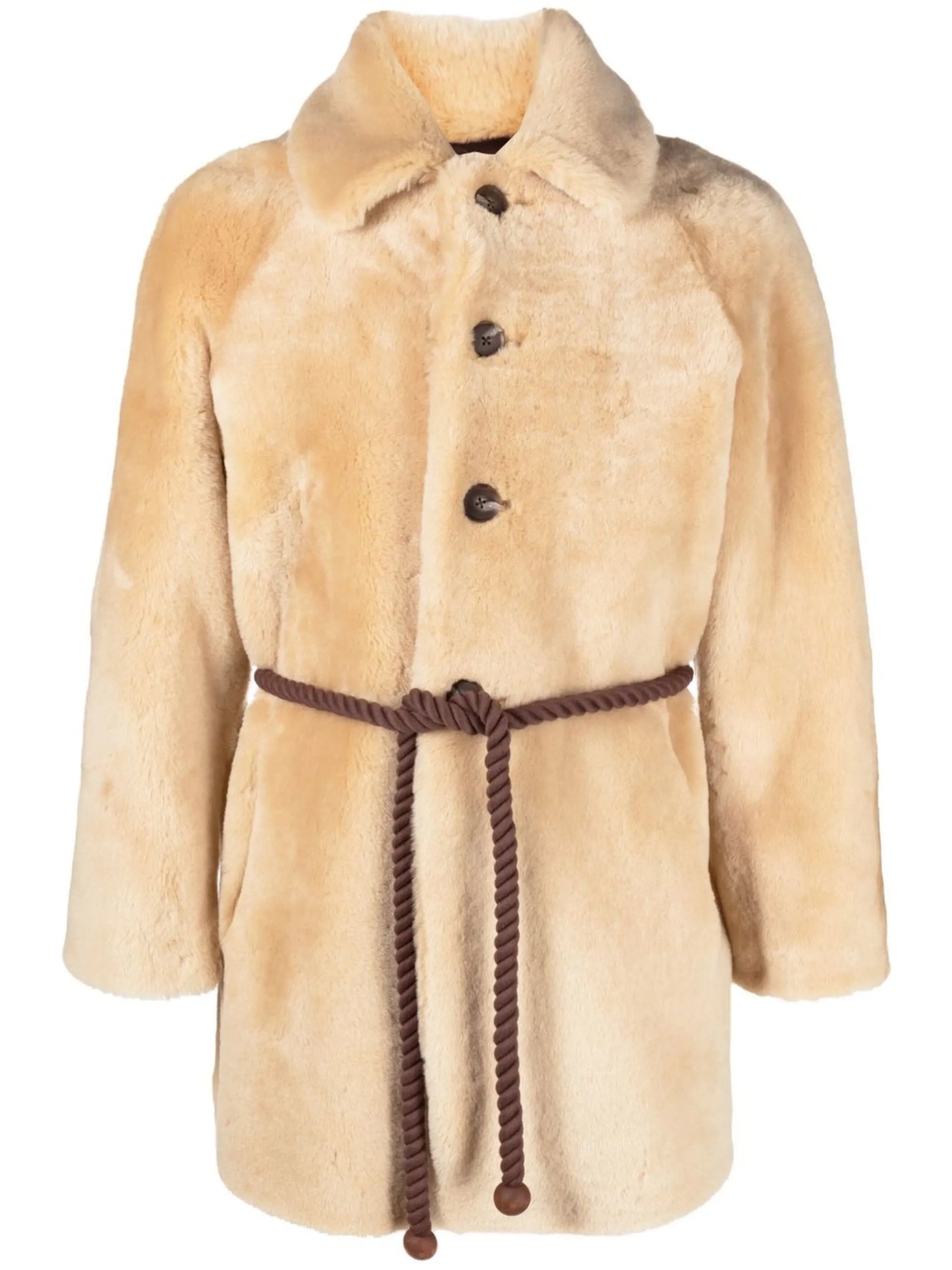 belted shearling coat