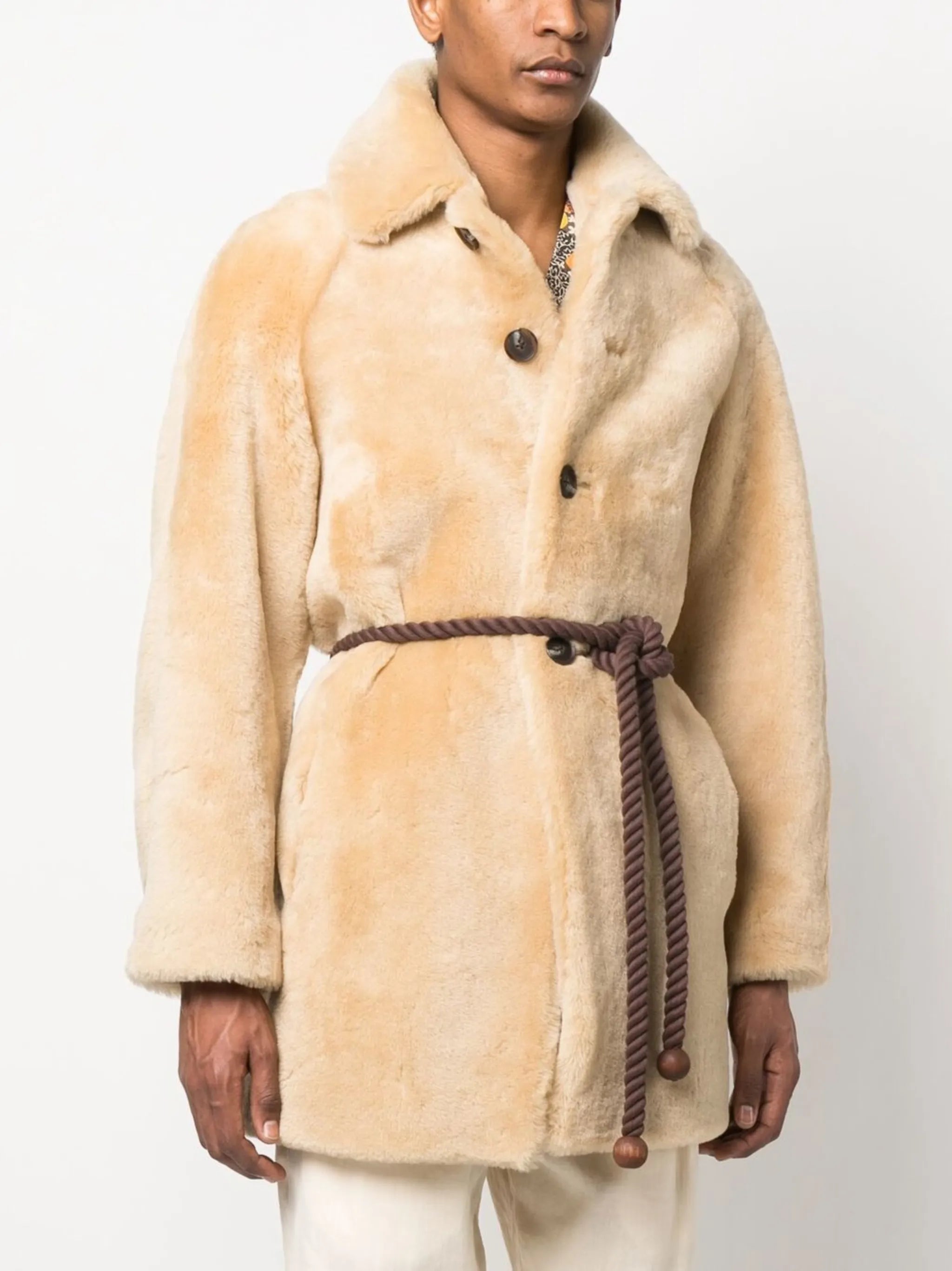belted shearling coat