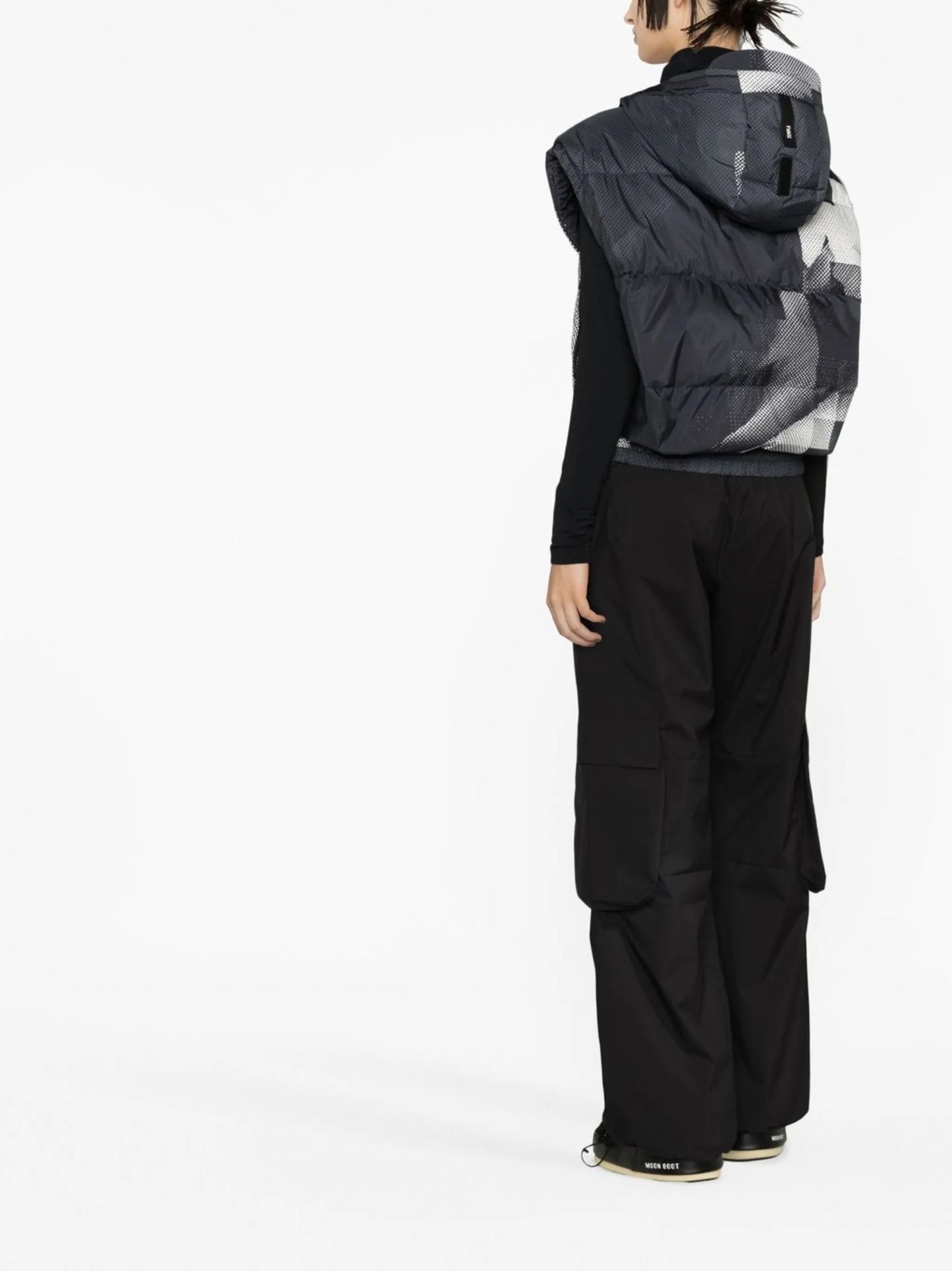 hooded printed ski vest