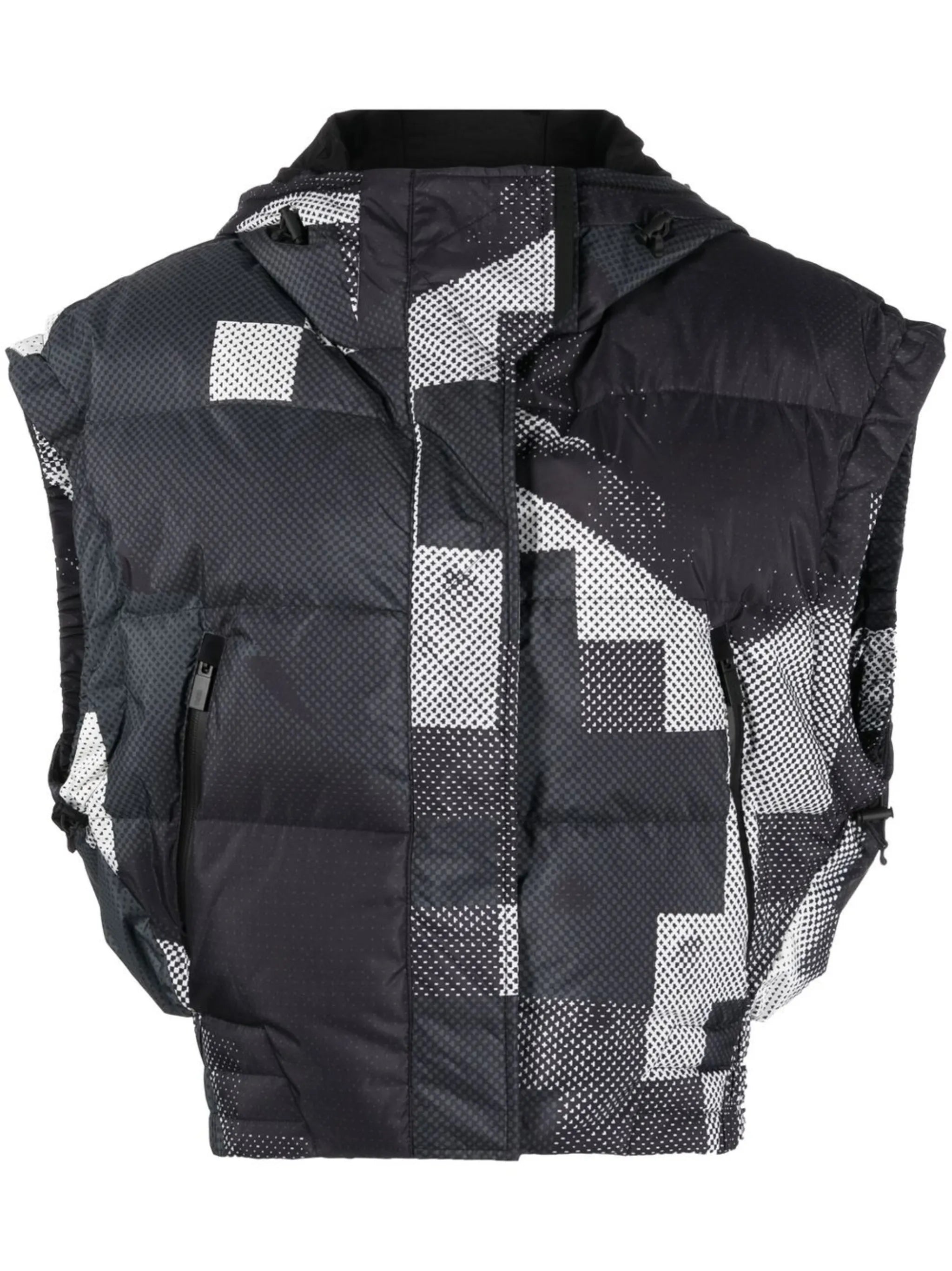 hooded printed ski vest